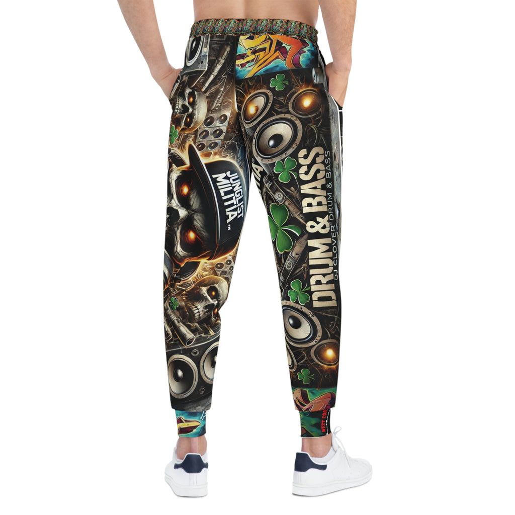 DJ CLOVER DRUM and BASS Athletic Joggers (AOP) - JUNGLIST MILITIA SINCE 1996 - LIMITED EDITION - "VERY EXPENSIVE, EXCLUSIVE COLLECTER EDITION"