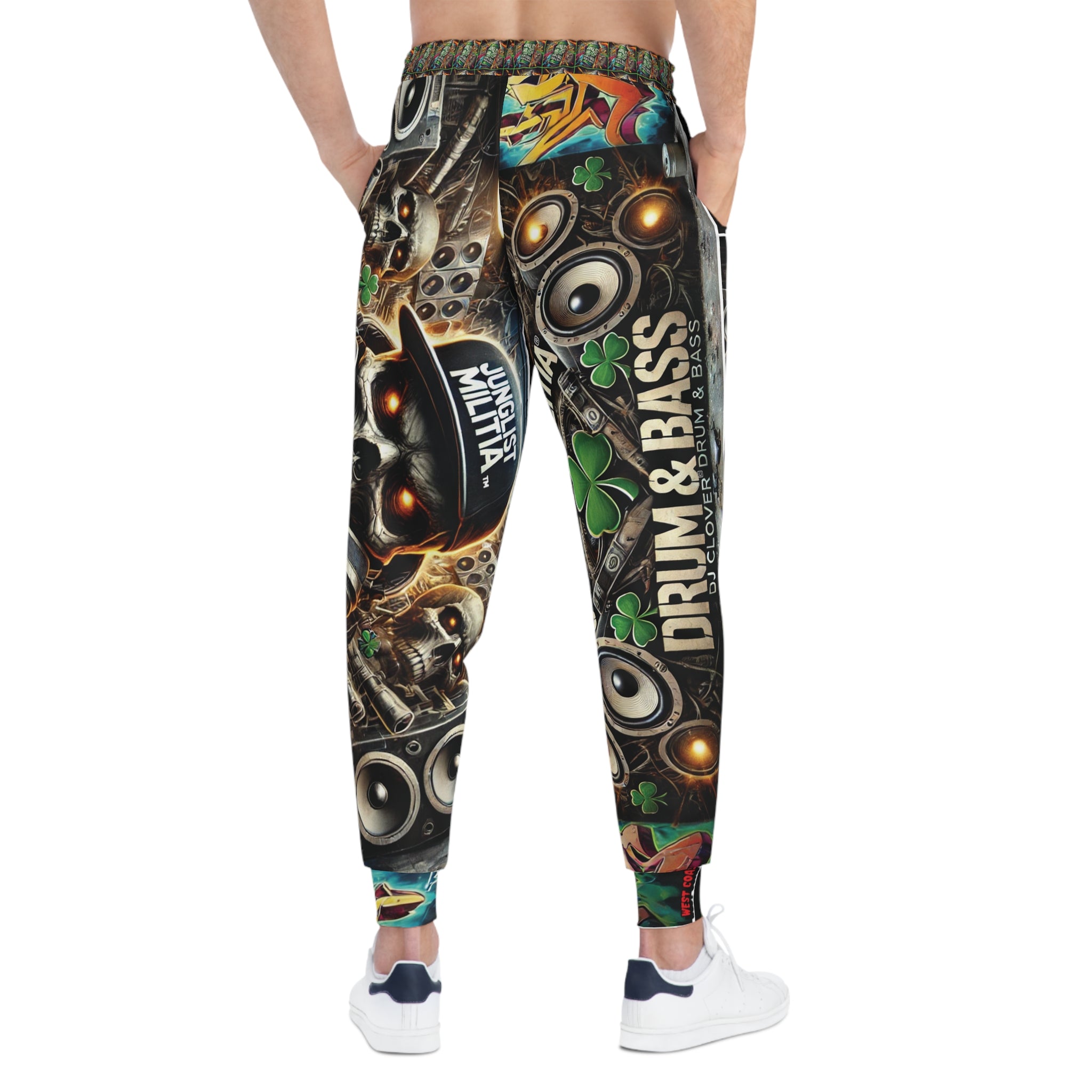DJ CLOVER DRUM and BASS Athletic Joggers (AOP) - JUNGLIST MILITIA SINCE 1996 - LIMITED EDITION - "VERY EXPENSIVE, EXCLUSIVE COLLECTER EDITION"