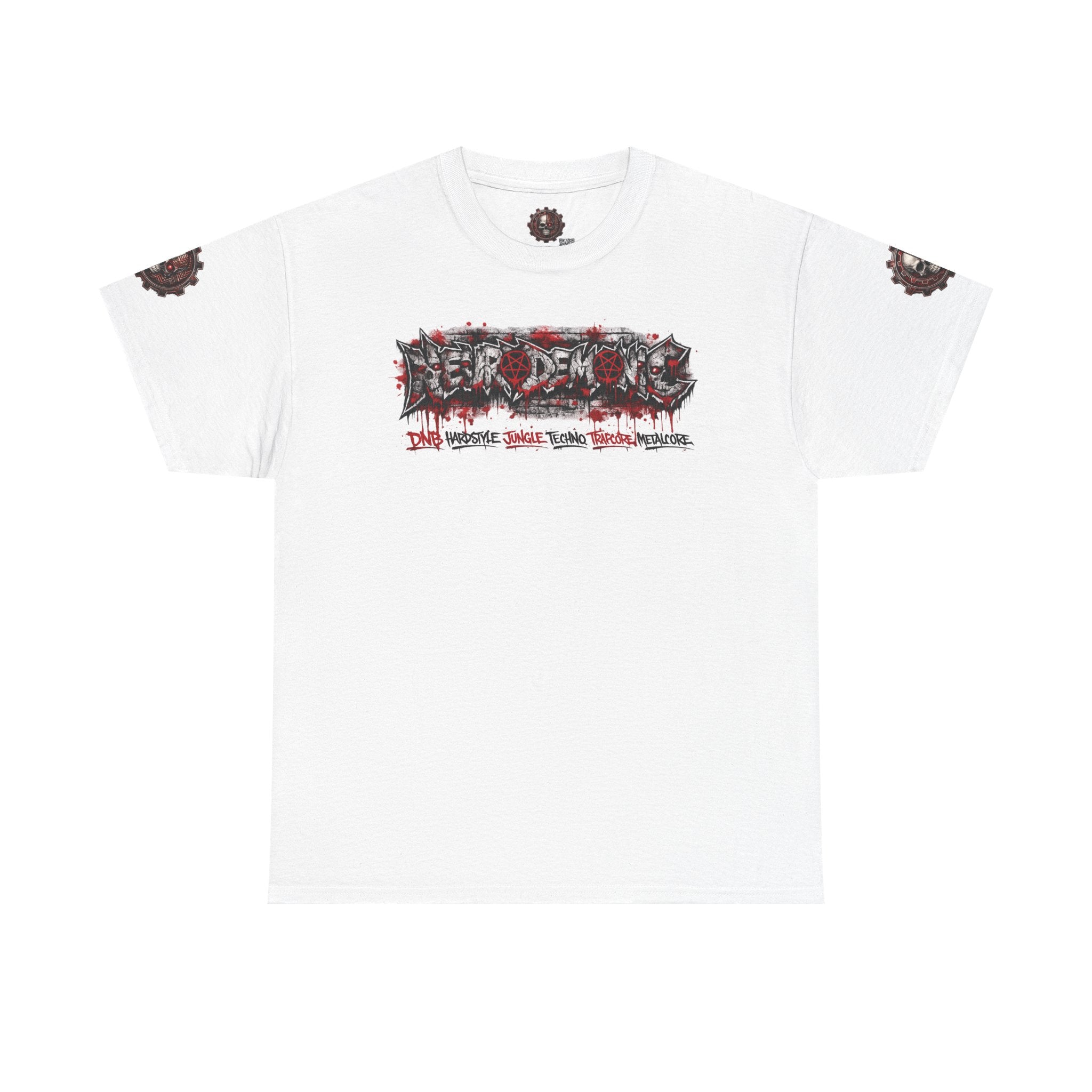 NEURODEMONIC™ Graffiti Skull Pentagram T Shirt | DNB Hardstyle Jungle Techno Trapcore Metalcore Streetwear |Skull Tee — Gildan Graphic Shirt