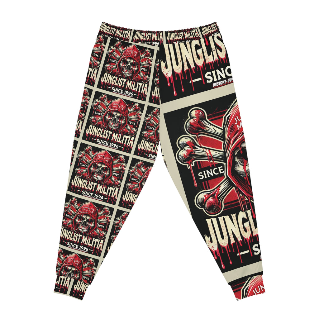 3rd Gen. Blood Red  Skull Athletic Joggers (AOP)- Junglist Militia Since 1996