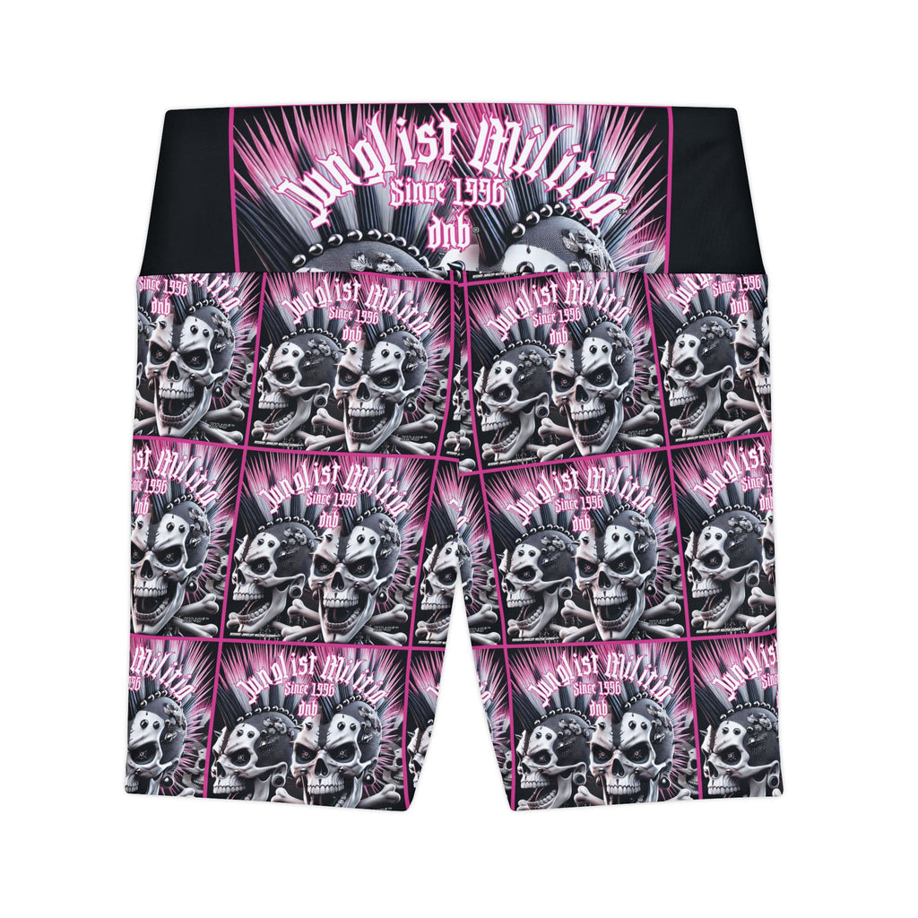 Women's Workout Shorts Pink Punk Skullz For Women - Junglist Militia Since 1996 dnb
