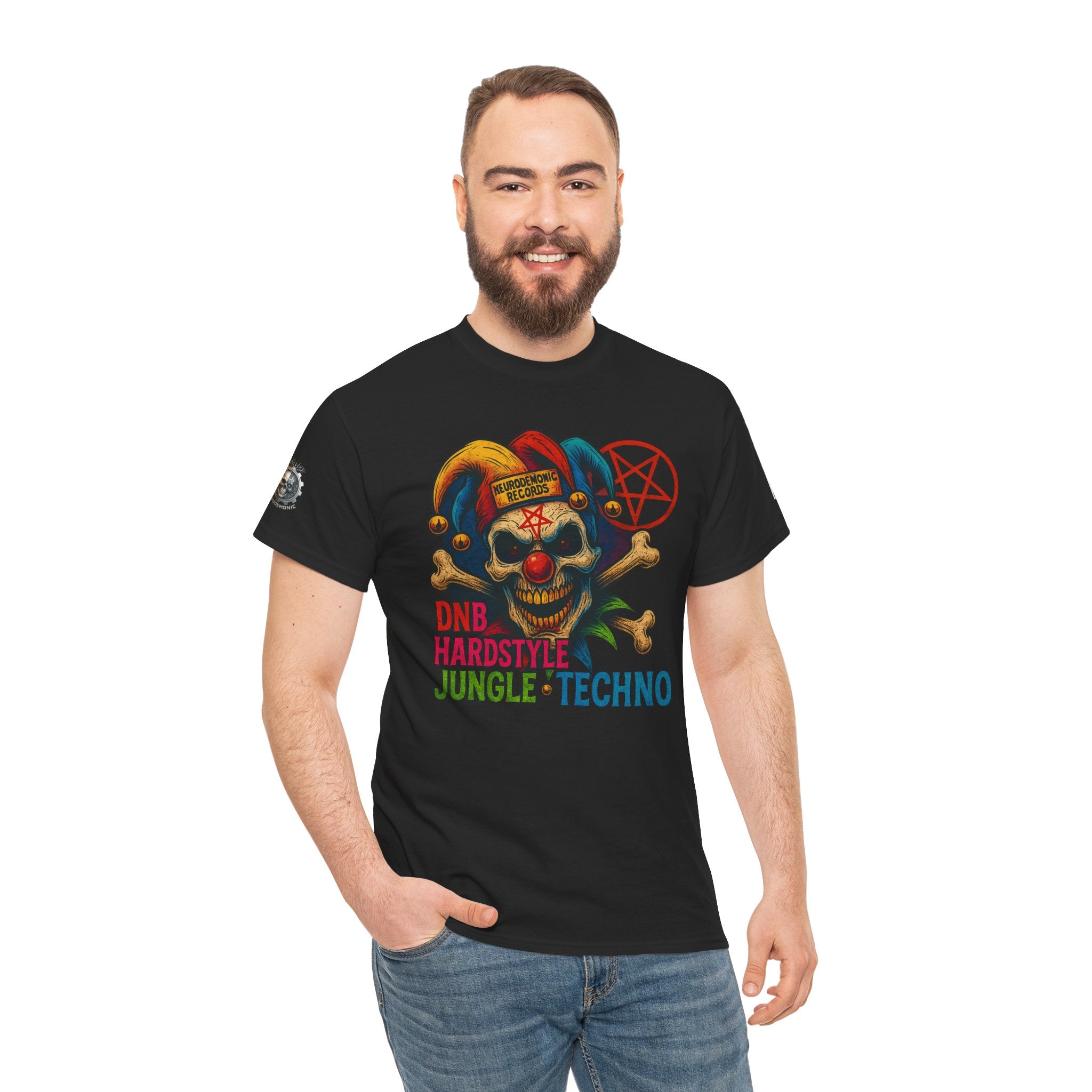 NeuroDemonic Carnival Jester T-Shirt – DNB Hardstyle Jungle Techno Edition
