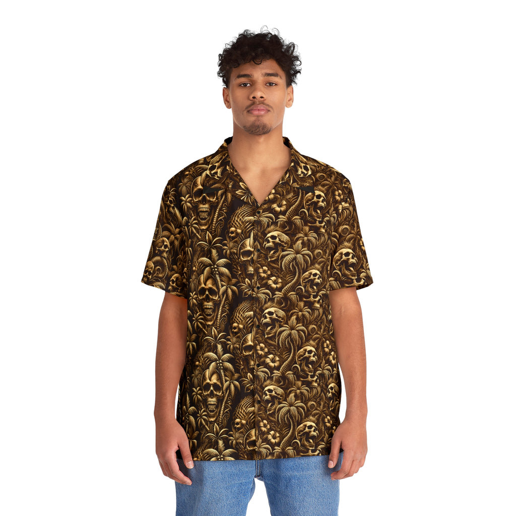 Men's Hawaiian VooDoo Tribal Skullz and Palm Treez Shirt (AOP) - Junglist militia Since 1996