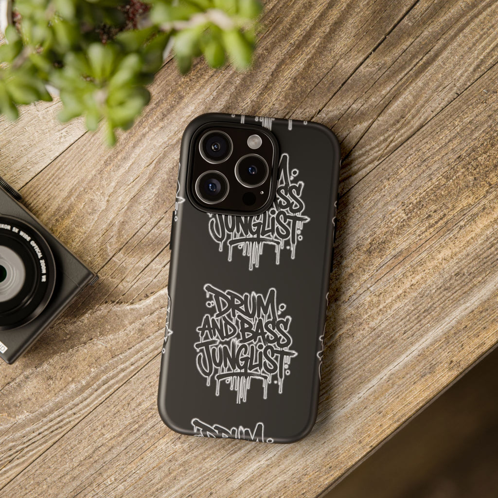Drum and Bass Junglist Black Graffiti Tough Phone Case | iPhone & Samsung Protective Case