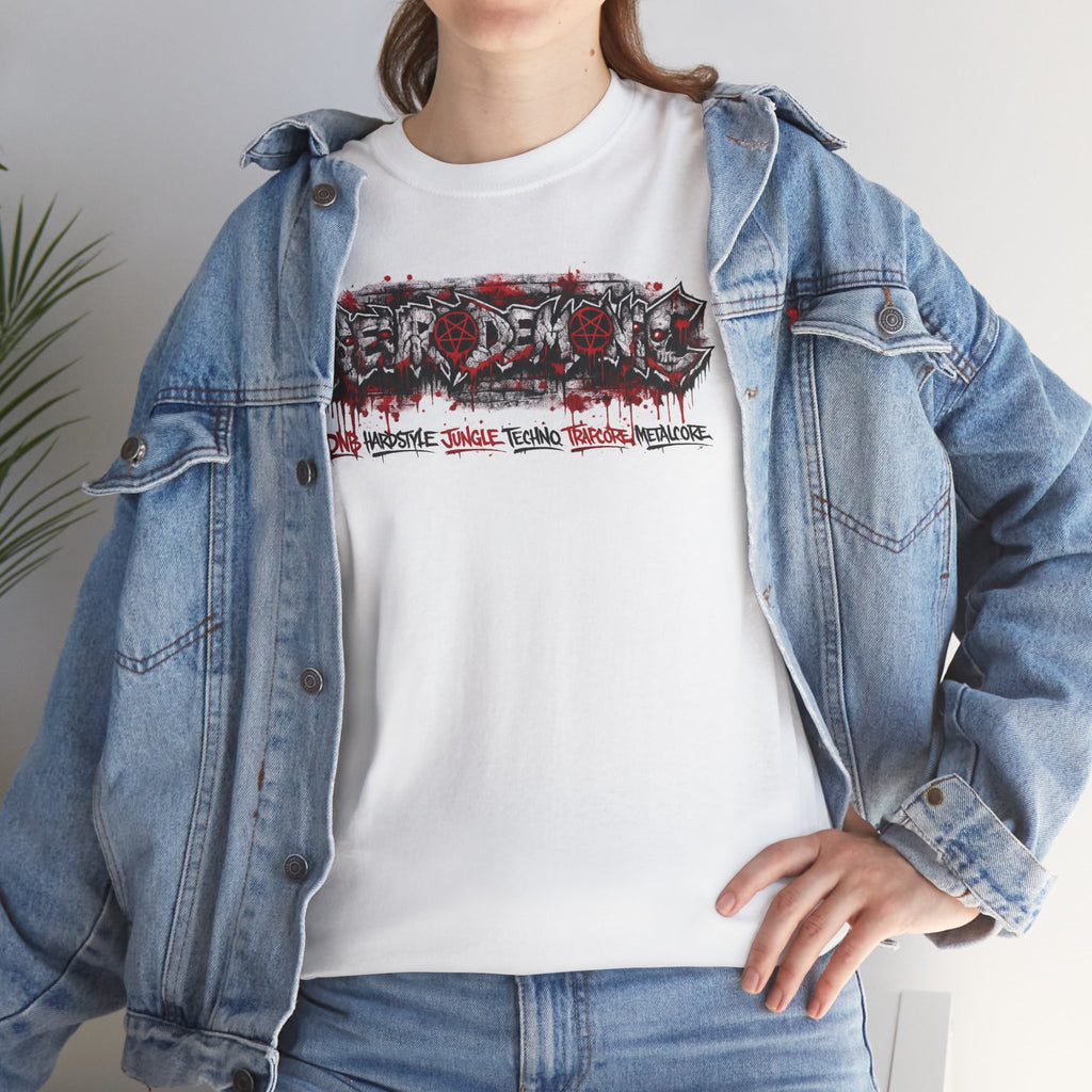 NEURODEMONIC™ Graffiti Skull Pentagram T Shirt | DNB Hardstyle Jungle Techno Trapcore Metalcore Streetwear |Skull Tee — Gildan Graphic Shirt