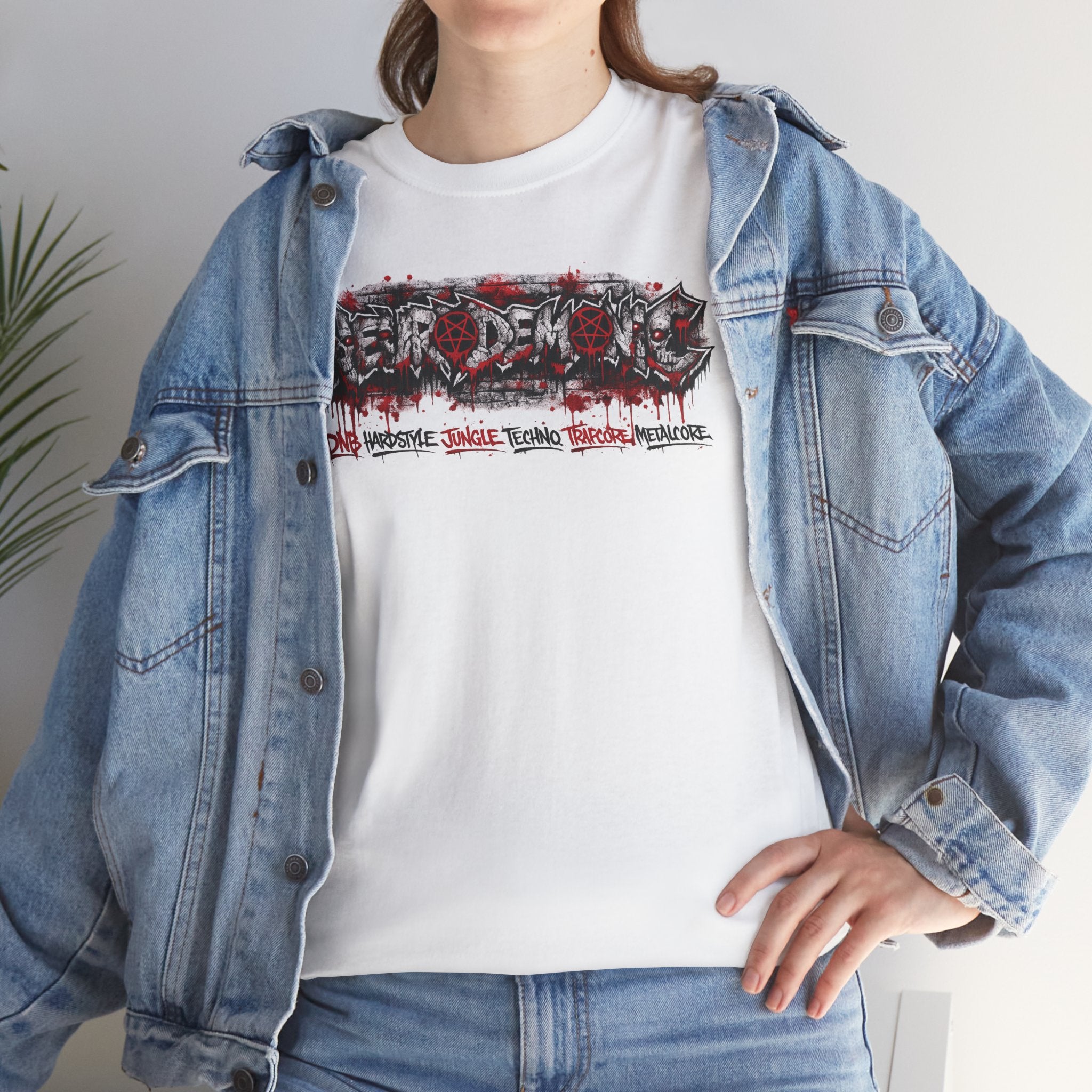 NEURODEMONIC™ Graffiti Skull Pentagram T Shirt | DNB Hardstyle Jungle Techno Trapcore Metalcore Streetwear |Skull Tee — Gildan Graphic Shirt