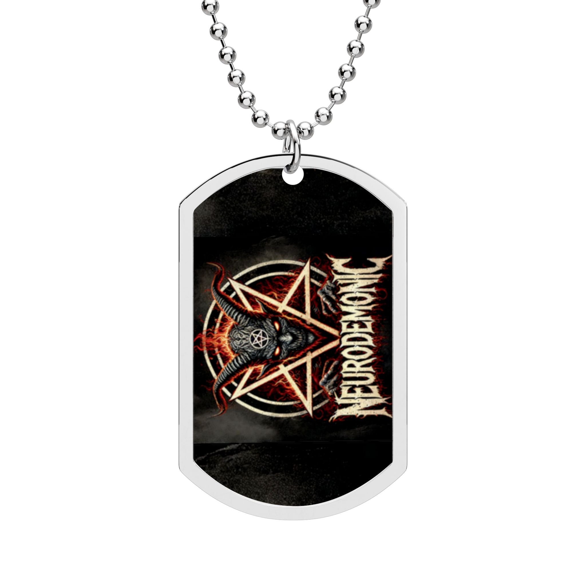 NeuroDemonic Infernal Baphomet Dog Tag Necklace – Premium Metal Pendant Edition