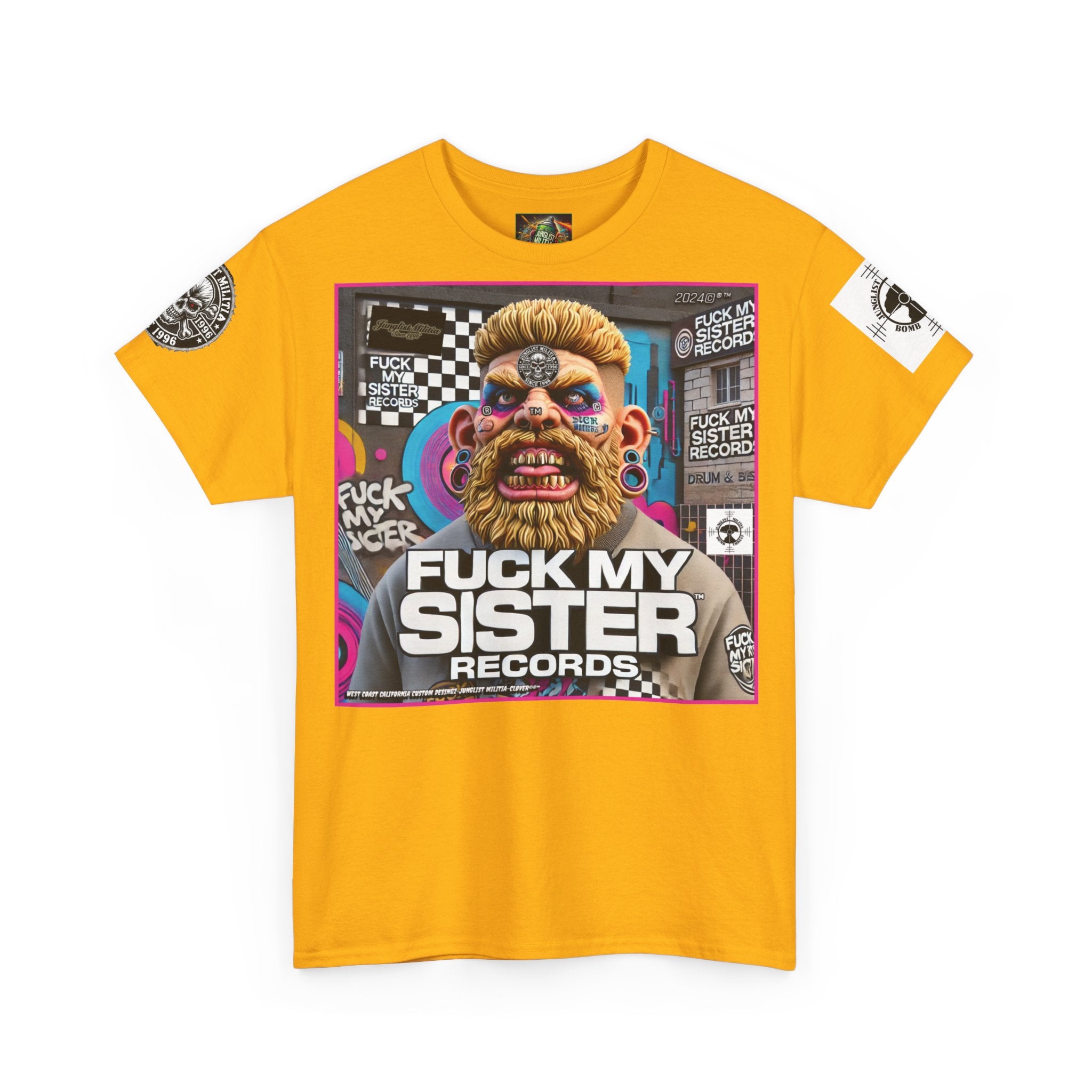 Fuck my Sister Records - Unisex Heavy Cotton Tee - Junglist Militia Since 1996
