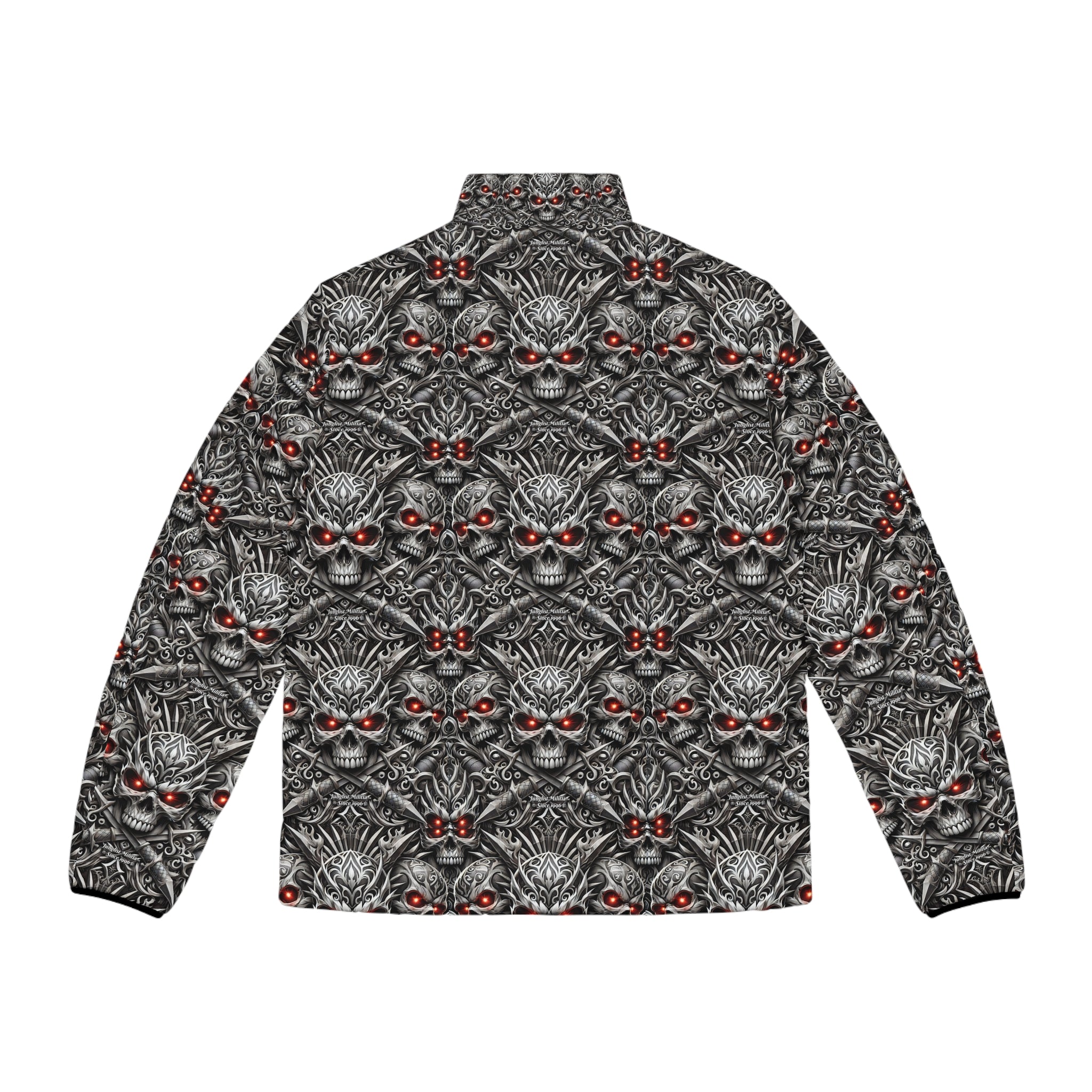 Men's Medieval Skulls Puffer Jacket (AOP) - Junglist Militia Since 1996