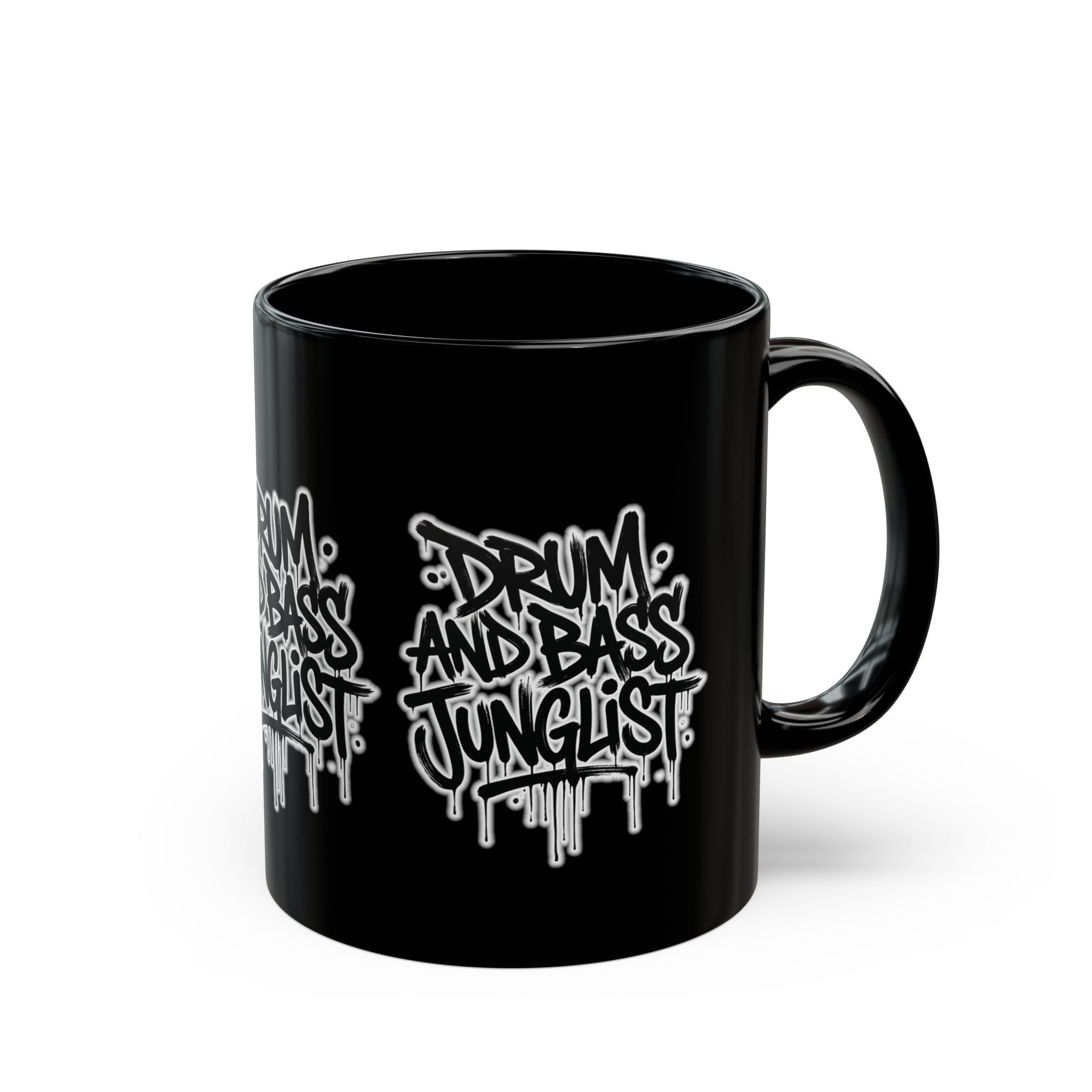 Drum and Bass Junglist Black Coffee Mug – Graffiti Logo | 11oz & 15oz | NeuroDemonic® Official Merchandise