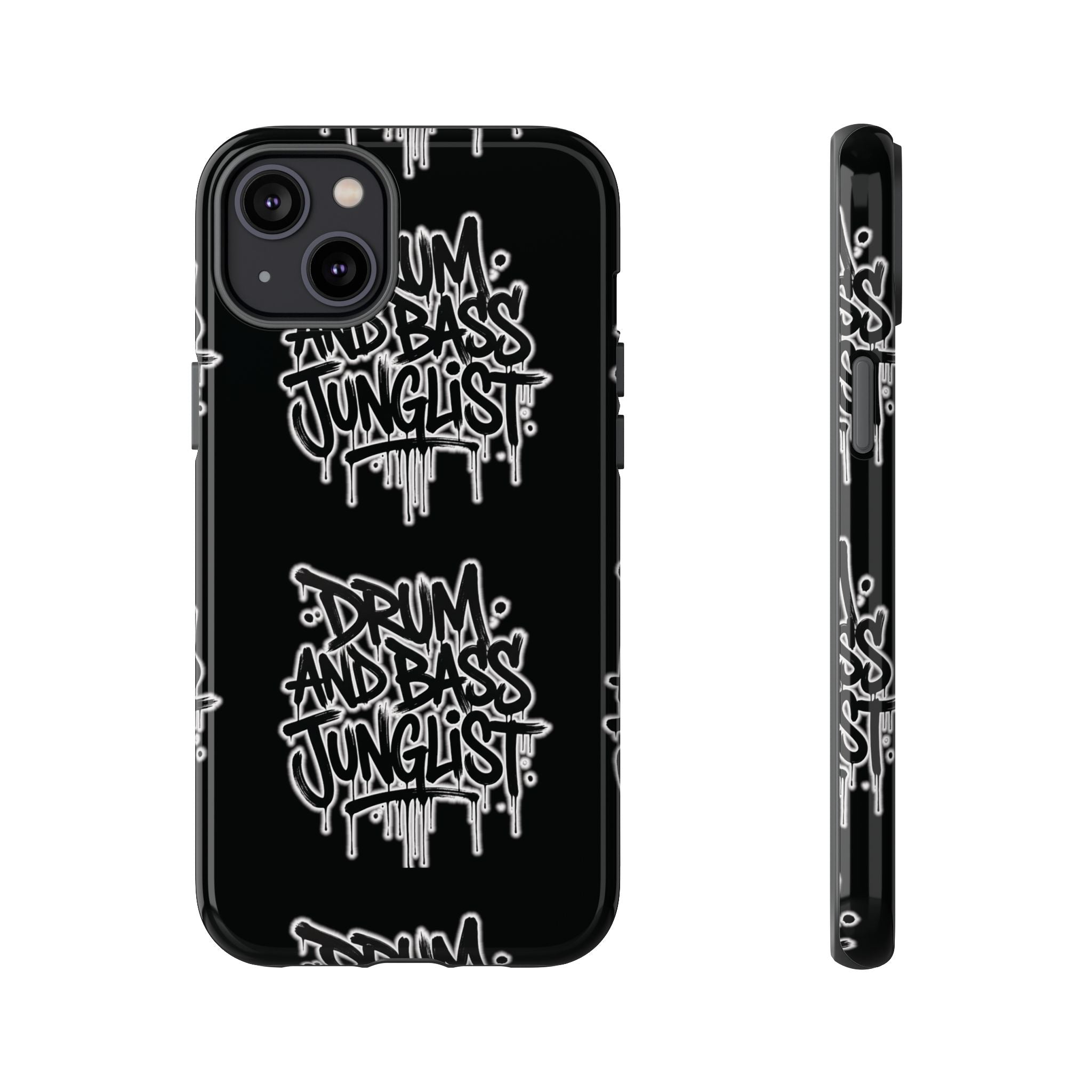 Drum and Bass Junglist Black Graffiti Tough Phone Case | iPhone & Samsung Protective Case