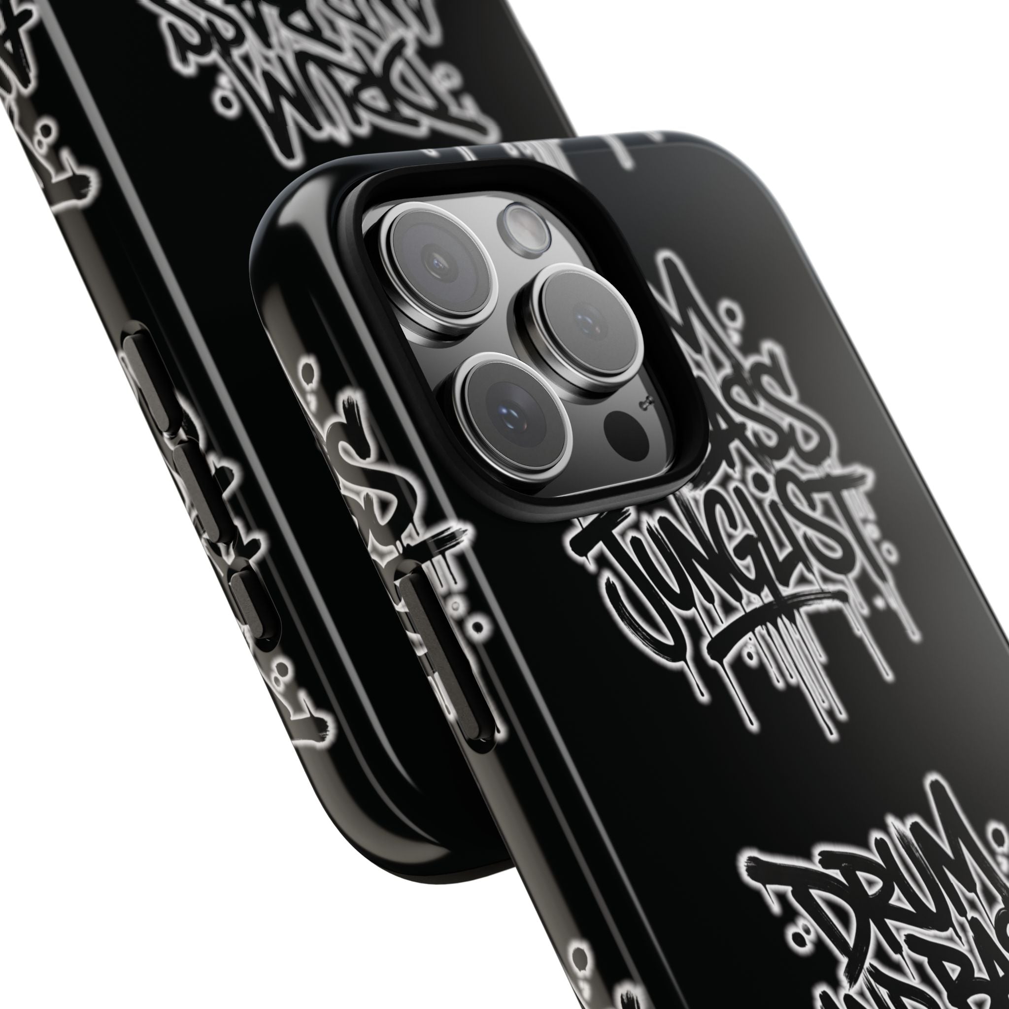Drum and Bass Junglist Black Graffiti Tough Phone Case | iPhone & Samsung Protective Case