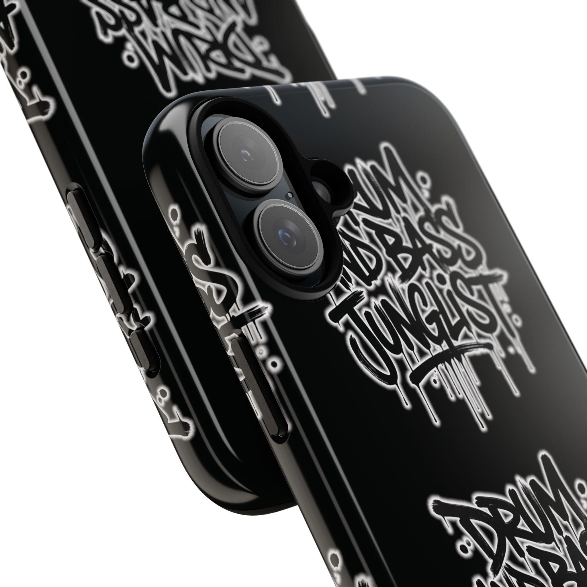 Drum and Bass Junglist Black Graffiti Tough Phone Case | iPhone & Samsung Protective Case