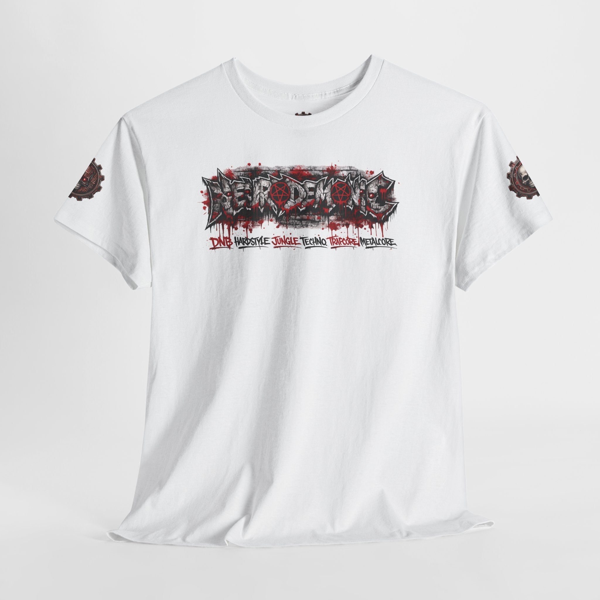 NEURODEMONIC™ Graffiti Skull Pentagram T Shirt | DNB Hardstyle Jungle Techno Trapcore Metalcore Streetwear |Skull Tee — Gildan Graphic Shirt
