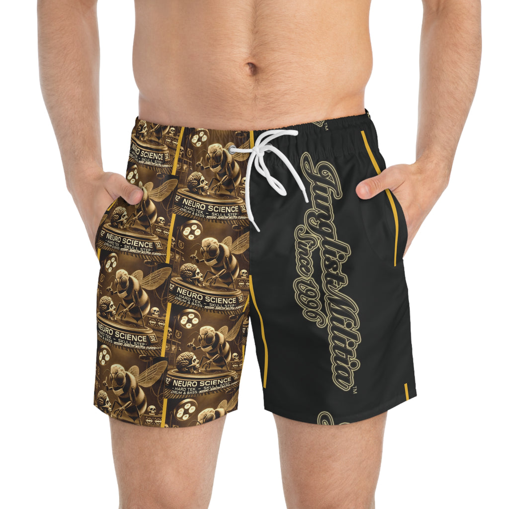 Killer Beez Filmstrip-Swim Trunks (AOP)- Junglist Militia Since 1996- 2nd Gen. Logo