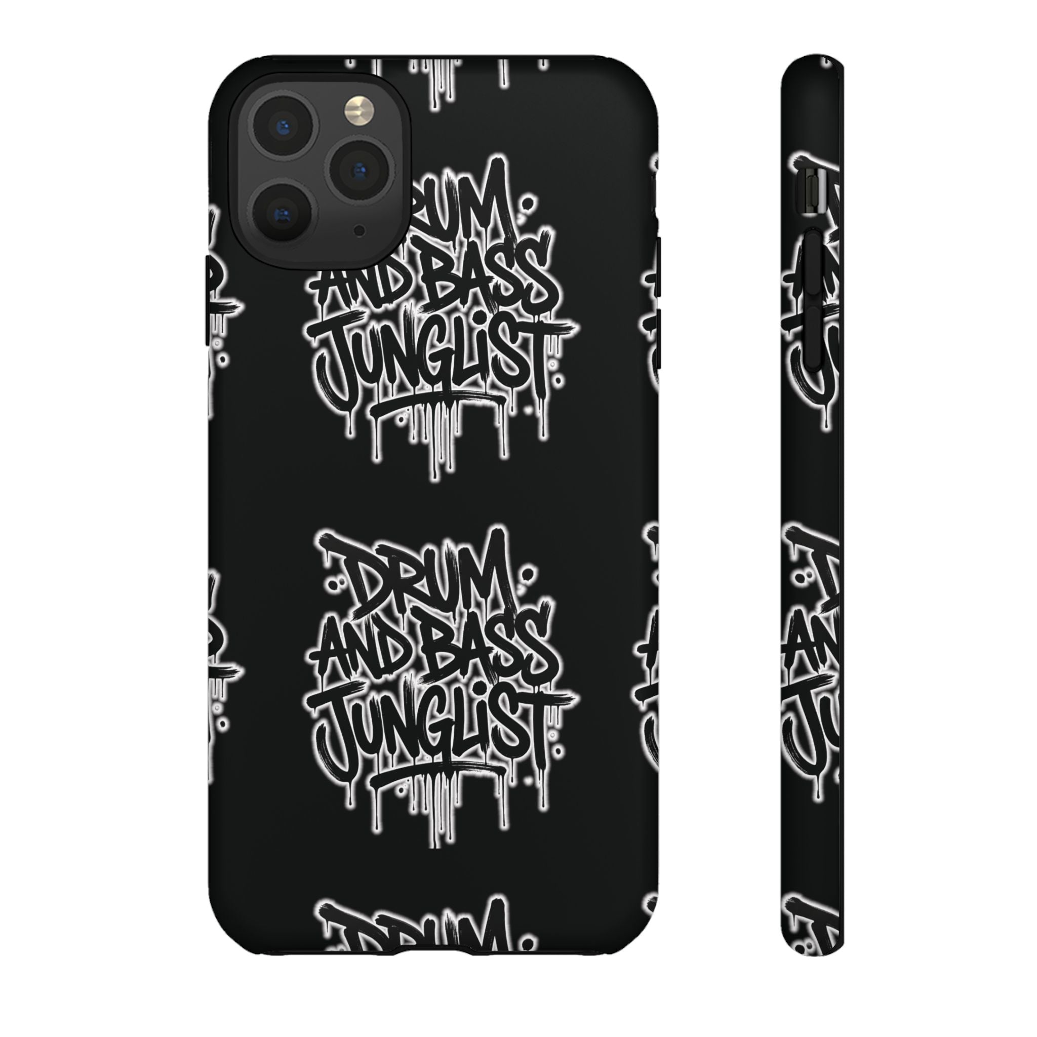 Drum and Bass Junglist Black Graffiti Tough Phone Case | iPhone & Samsung Protective Case