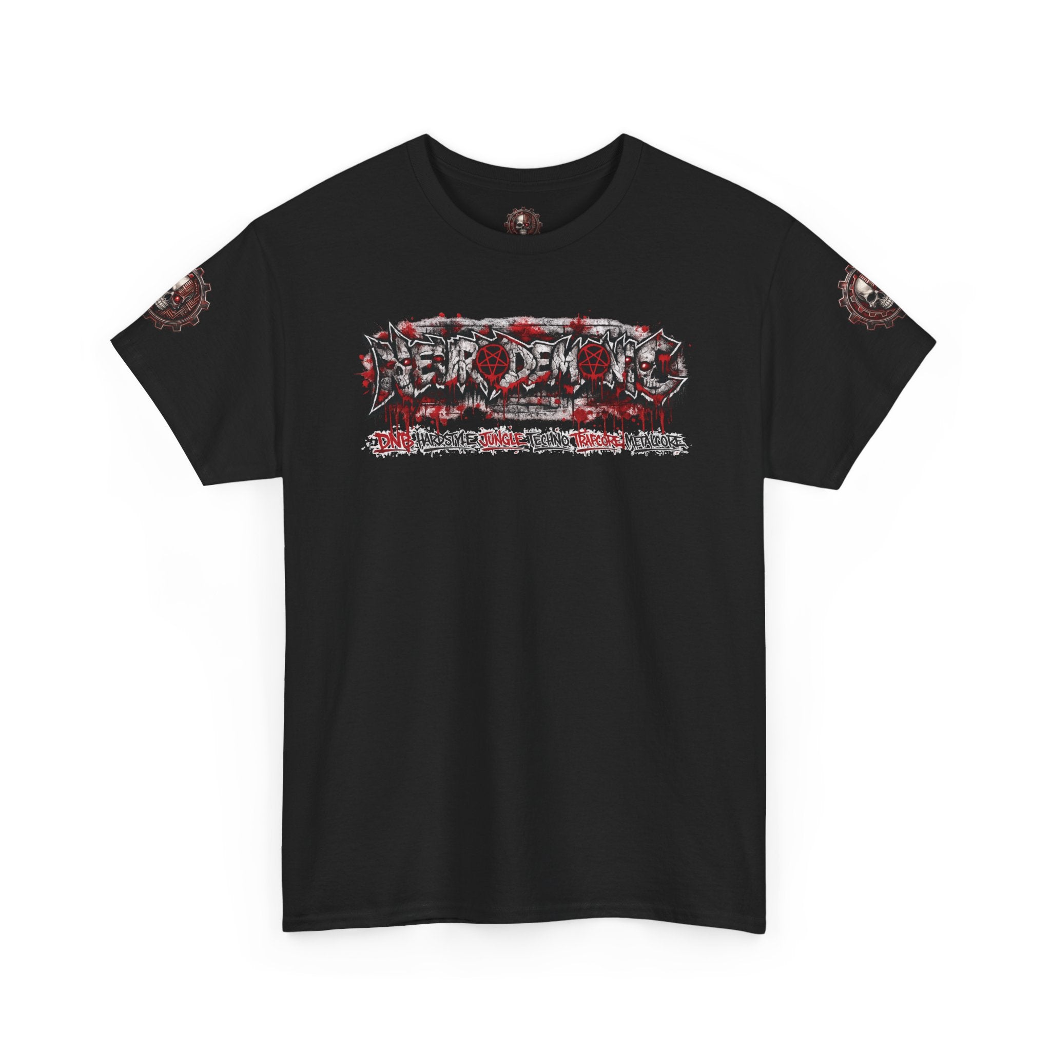 NEURODEMONIC™ Graffiti Skull Pentagram T Shirt | DNB Hardstyle Jungle Techno Trapcore Metalcore Streetwear |Skull Tee — Gildan Graphic Shirt