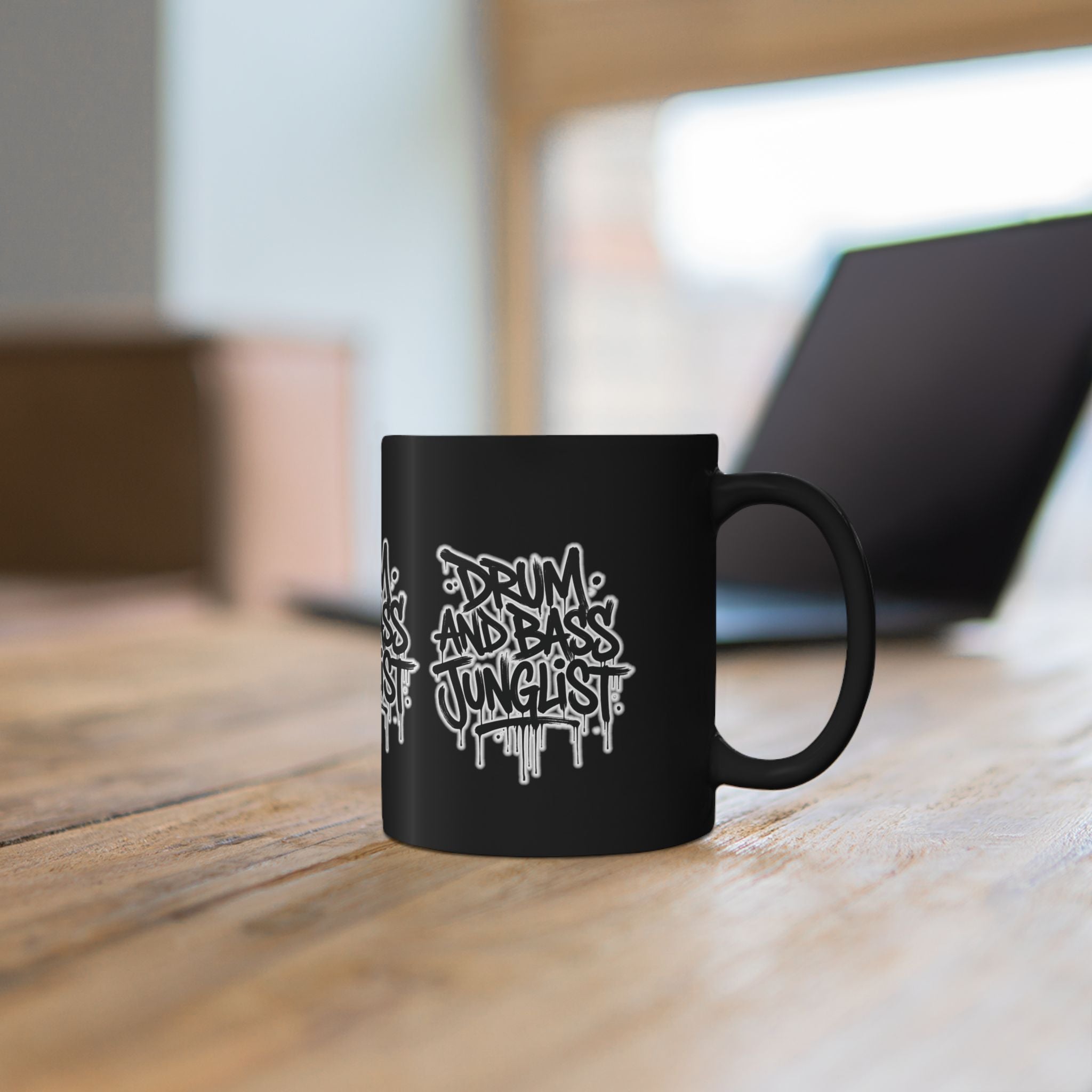 Drum and Bass Junglist Black Coffee Mug – Graffiti Logo | 11oz & 15oz | NeuroDemonic® Official Merchandise