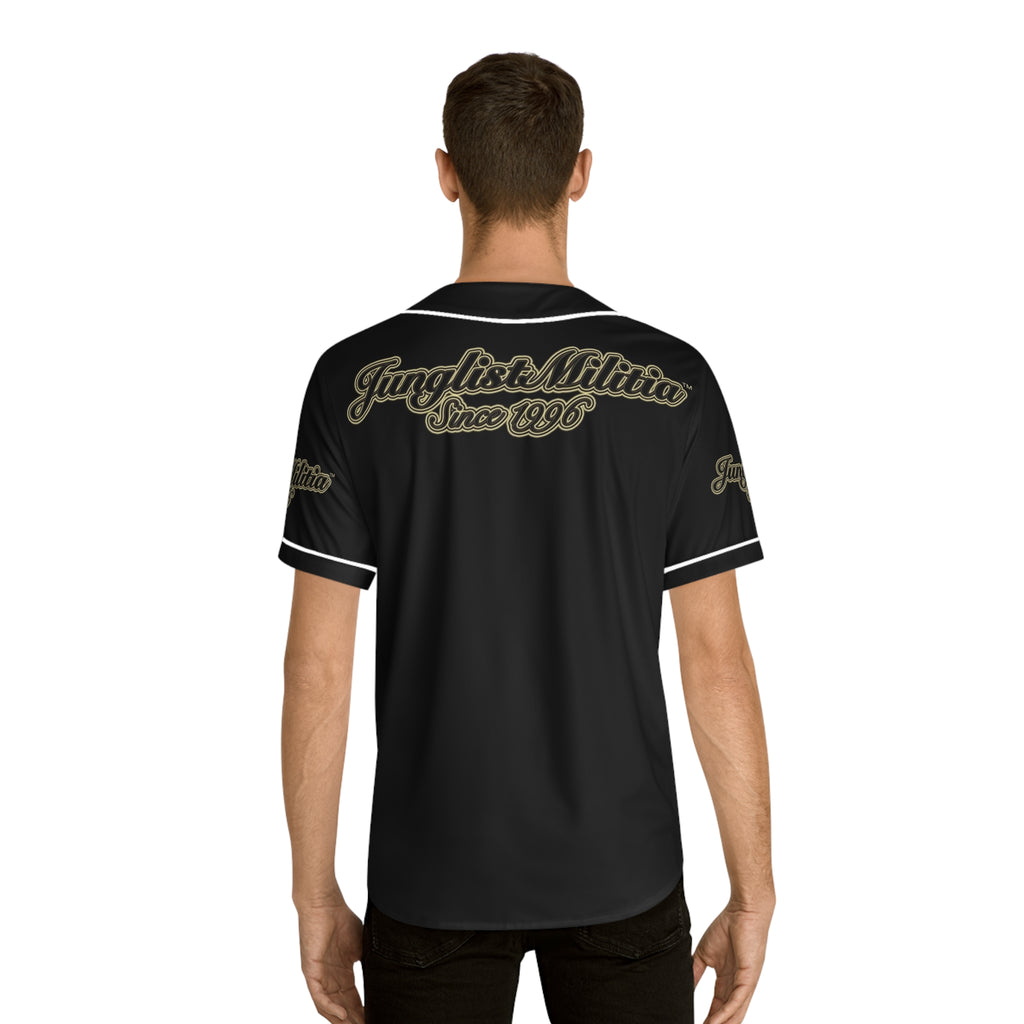 Men's Baseball Jersey (AOP)-Junglist Militia Since 1996 2nd Generation Logo