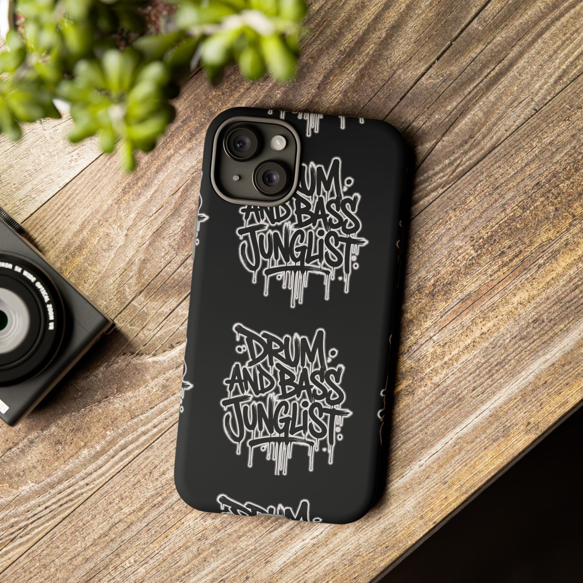 Drum and Bass Junglist Black Graffiti Tough Phone Case | iPhone & Samsung Protective Case