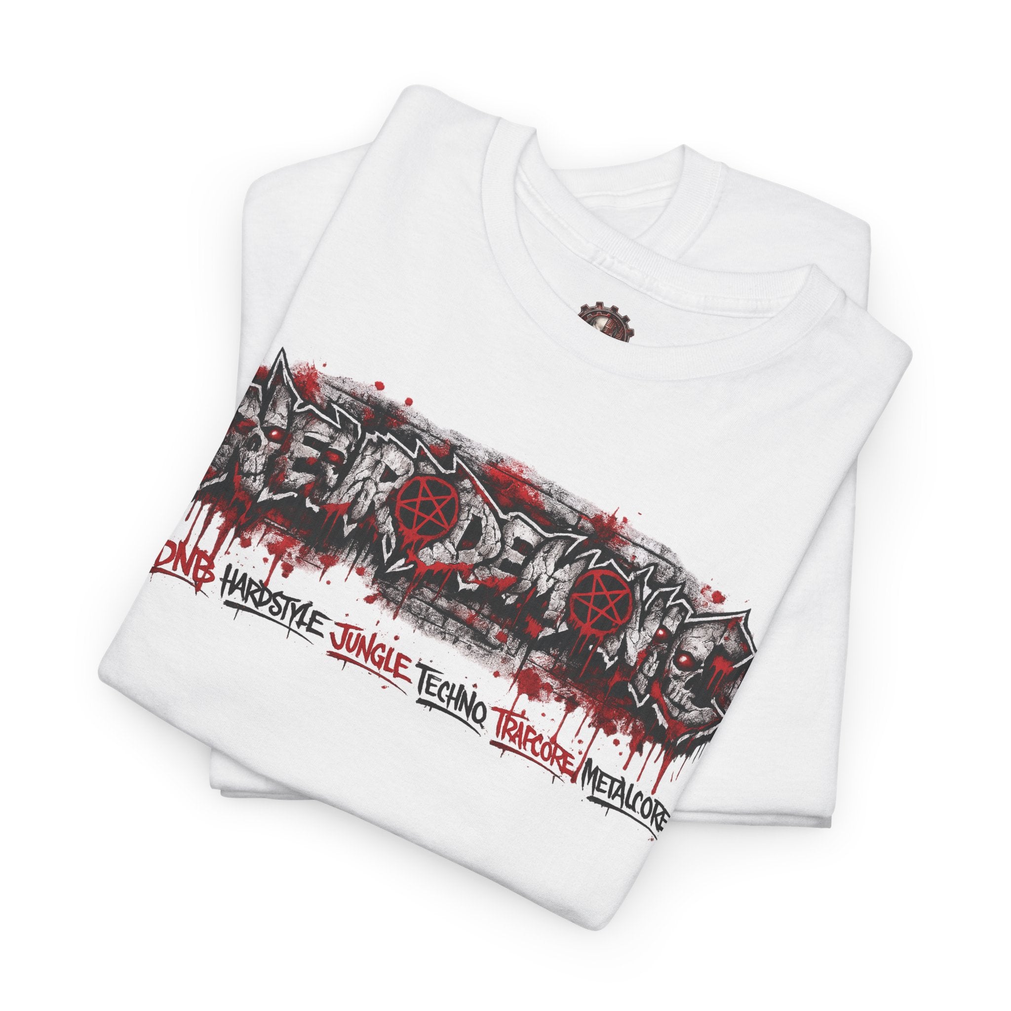 NEURODEMONIC™ Graffiti Skull Pentagram T Shirt | DNB Hardstyle Jungle Techno Trapcore Metalcore Streetwear |Skull Tee — Gildan Graphic Shirt