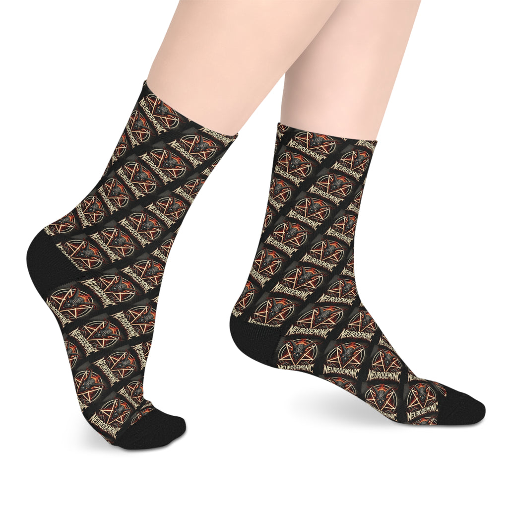 NeuroDemonic Infernal Baphomet Crew Socks – Premium Heavy Metal Streetwear Edition