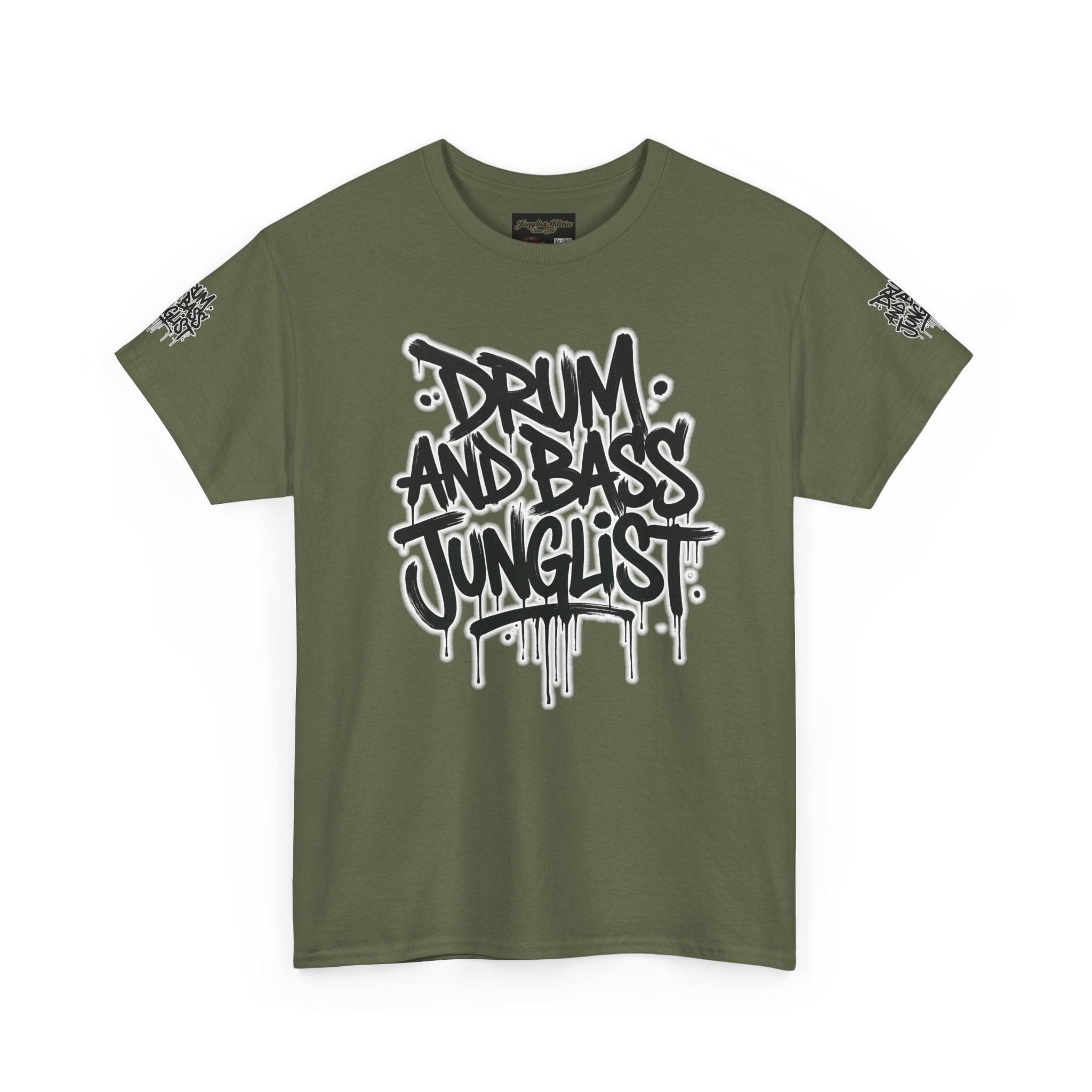 Junglist Militia™ Since 1996 | Drum & Bass Junglist Graffiti Gildan Premium Cotton T-Shirt | NeuroDemonic Records Official Streetwear | 10 Colors