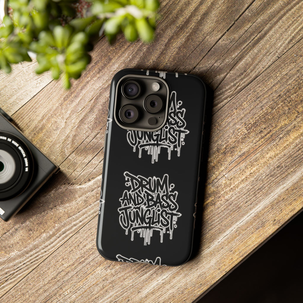 Drum and Bass Junglist Black Graffiti Tough Phone Case | iPhone & Samsung Protective Case