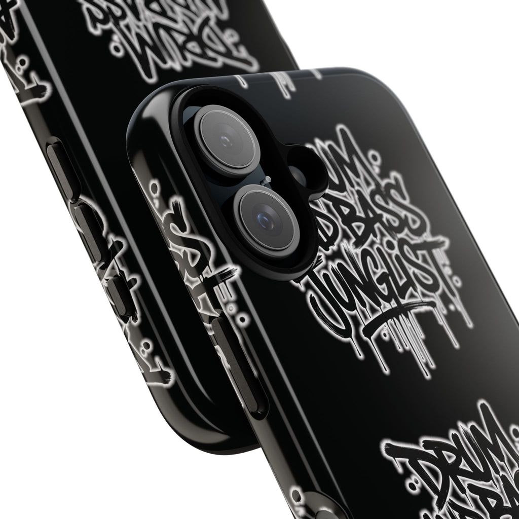 Drum and Bass Junglist Black Graffiti Tough Phone Case | iPhone & Samsung Protective Case