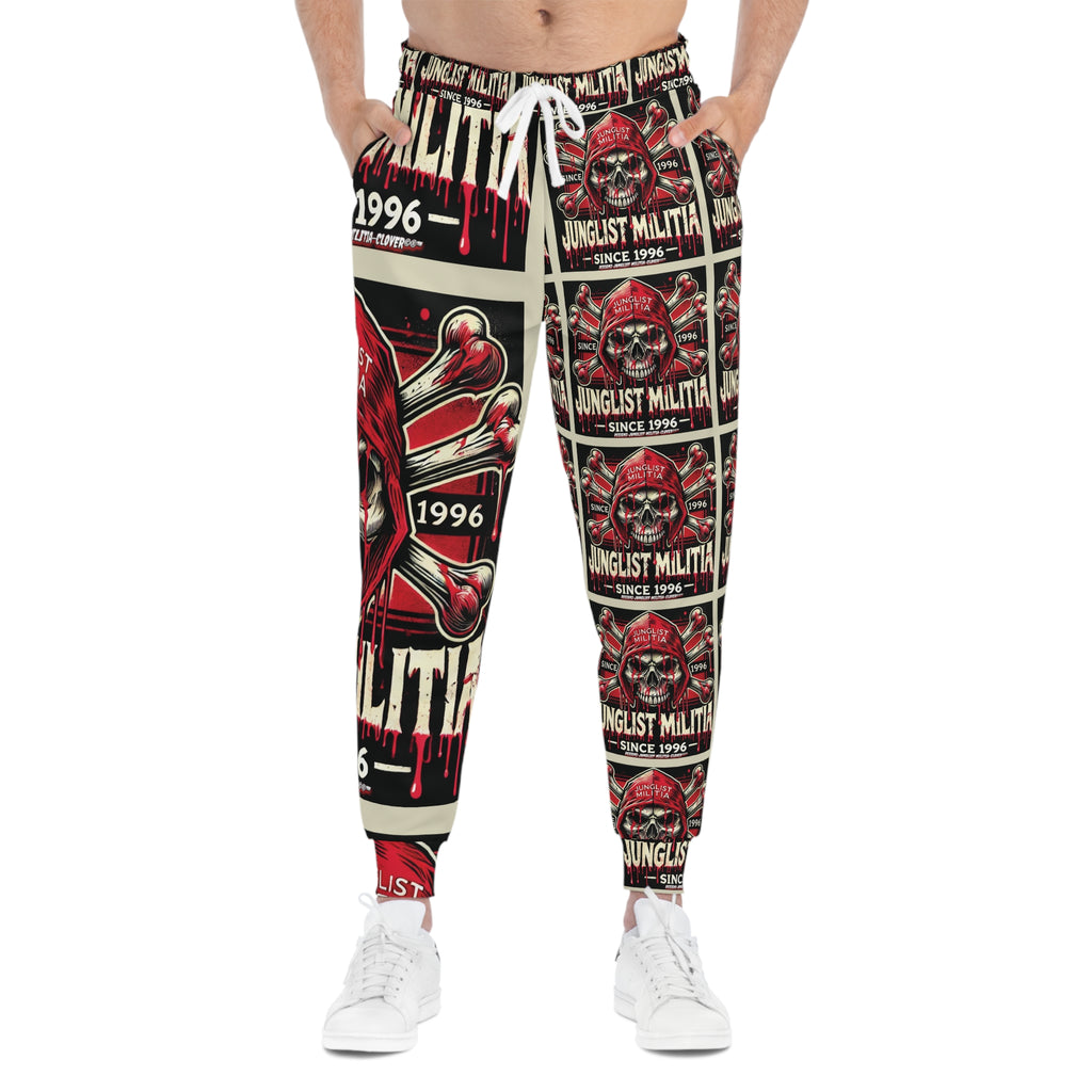 3rd Gen. Blood Red  Skull Athletic Joggers (AOP)- Junglist Militia Since 1996