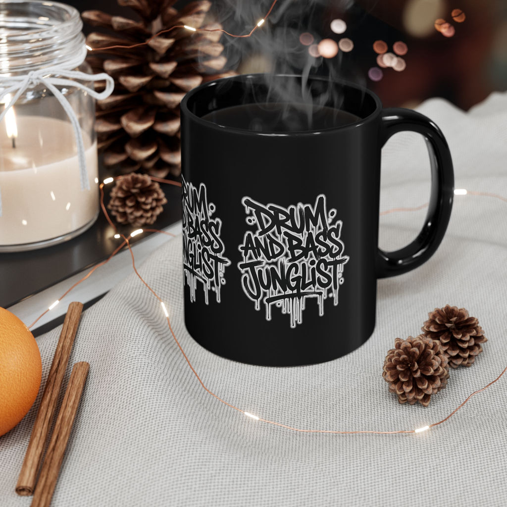 Drum and Bass Junglist Black Coffee Mug – Graffiti Logo | 11oz & 15oz | NeuroDemonic® Official Merchandise