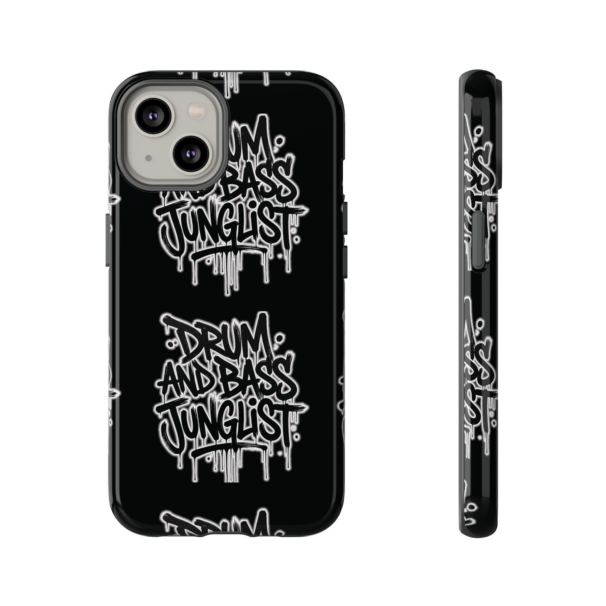 Drum and Bass Junglist Black Graffiti Tough Phone Case | iPhone & Samsung Protective Case