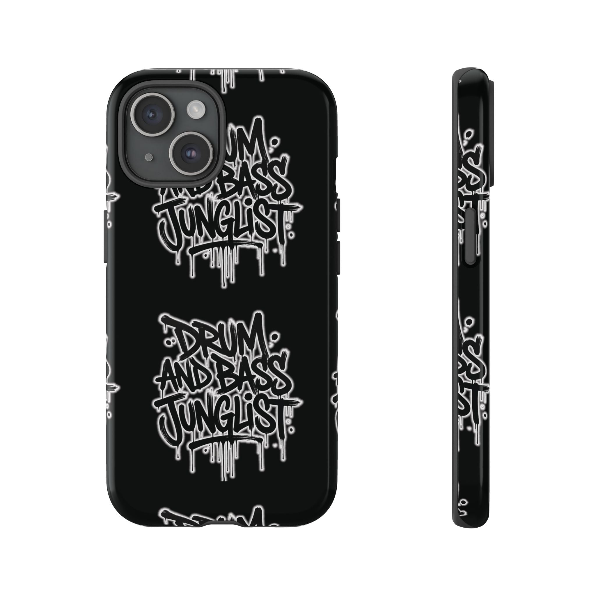 Drum and Bass Junglist Black Graffiti Tough Phone Case | iPhone & Samsung Protective Case