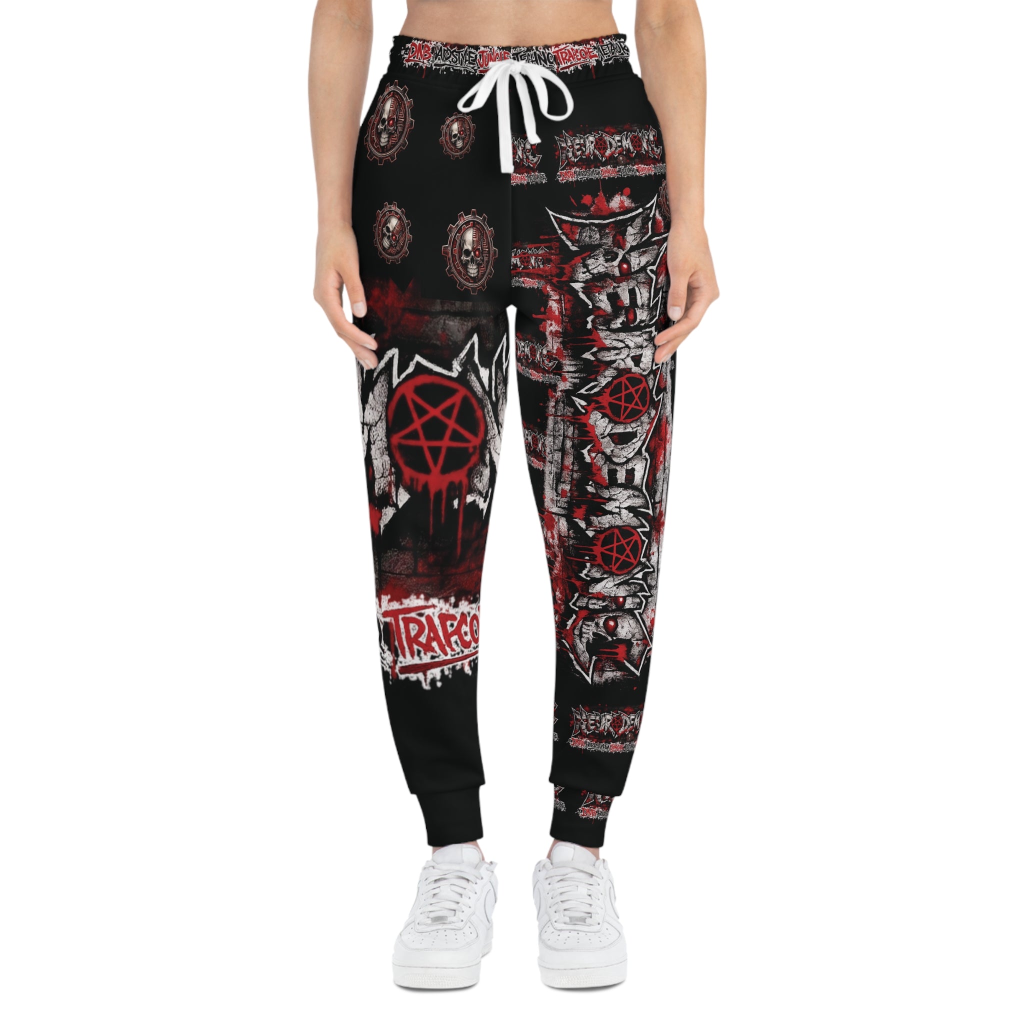 NEURODEMONIC™ Graffiti Skull Pentagram Joggers | DNB Hardstyle Jungle Techno Trapcore Metalcore Streetwear