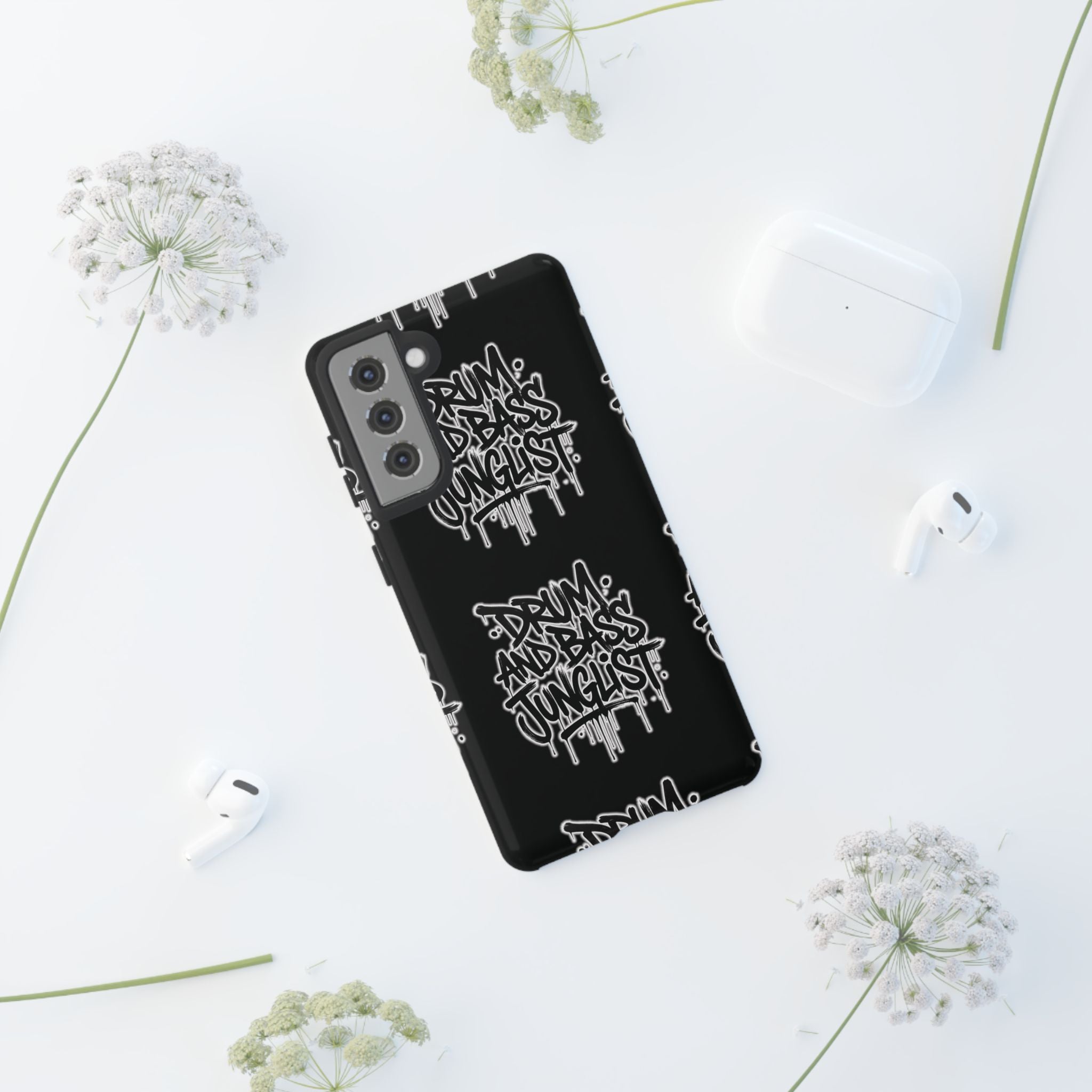 Drum and Bass Junglist Black Graffiti Tough Phone Case | iPhone & Samsung Protective Case