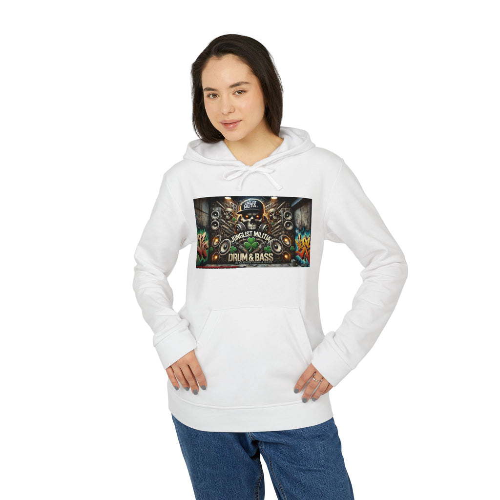 DJ CLOVER DRUM & BASS - CUSTOM adidas® Unisex Fleece Hoodie -  WEST COAST CALIFORNIA CUSTOM DESINGZ-JUNGLIST MILITIA-CLOVER