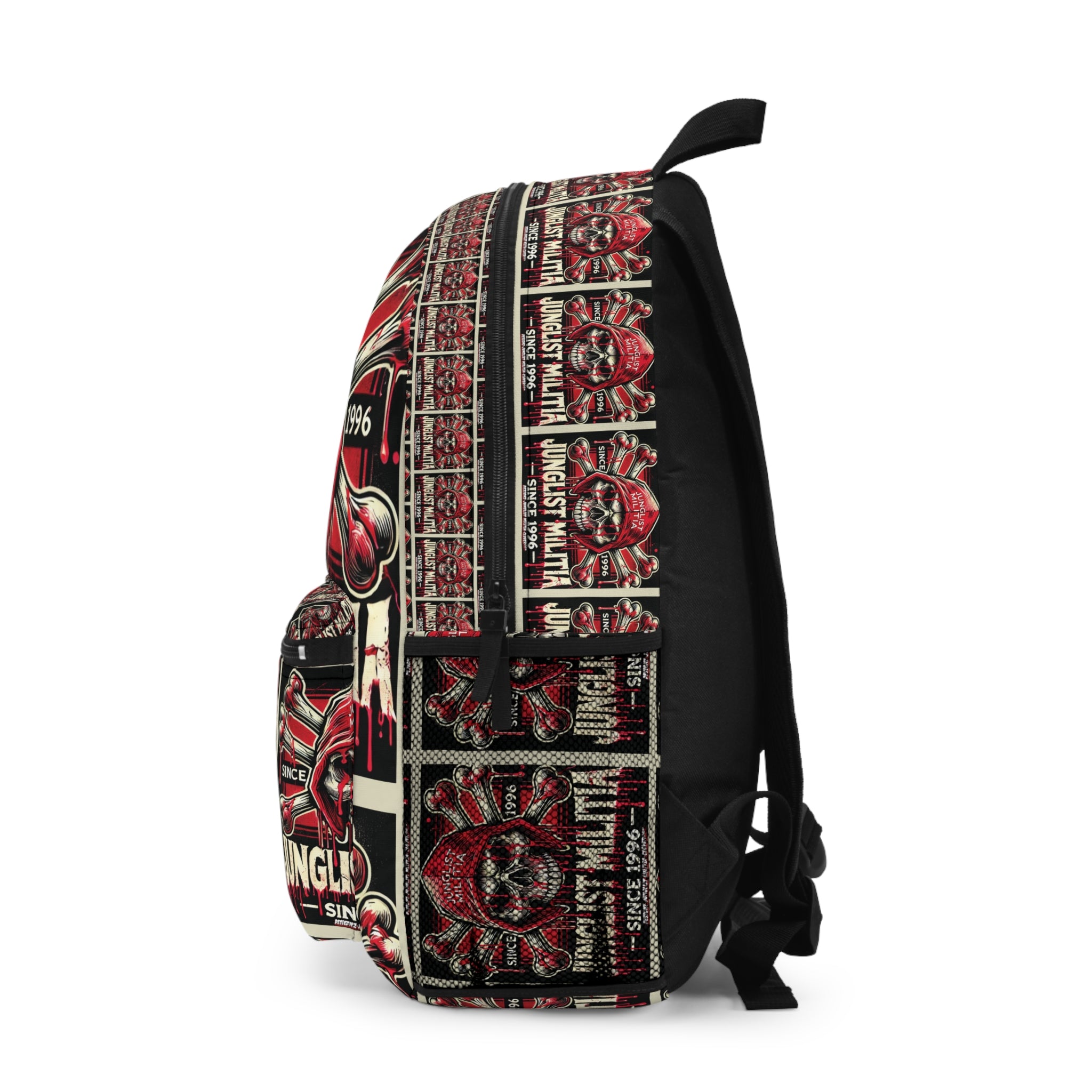 Blood Red Skull-Backpack- Junglist Militia Since 1996 3rd Generation logo