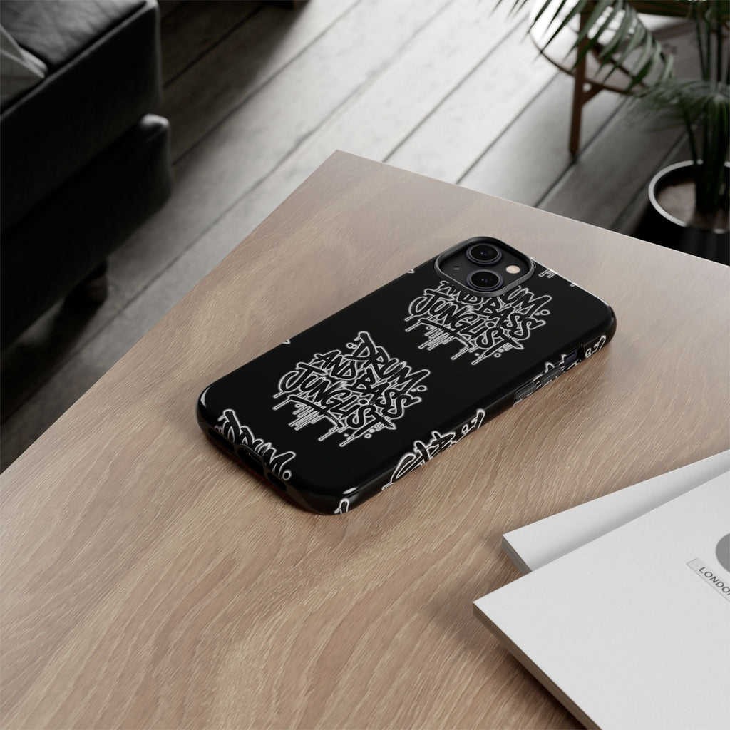 Drum and Bass Junglist Black Graffiti Tough Phone Case | iPhone & Samsung Protective Case