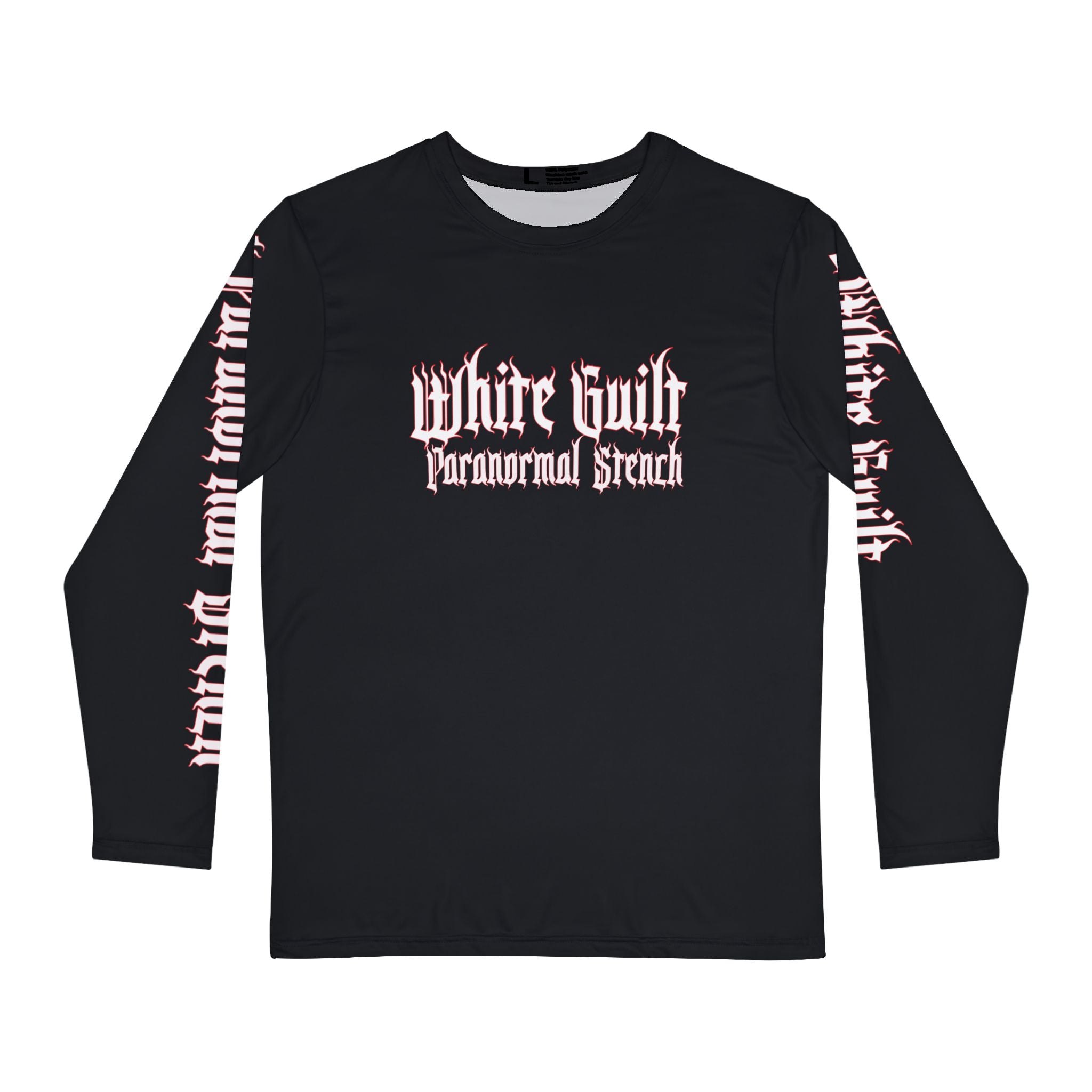White Guilt Paranormal Stench Long Sleeve Shirt - Junglist Militia Since 1996 - Skull Fuckers
