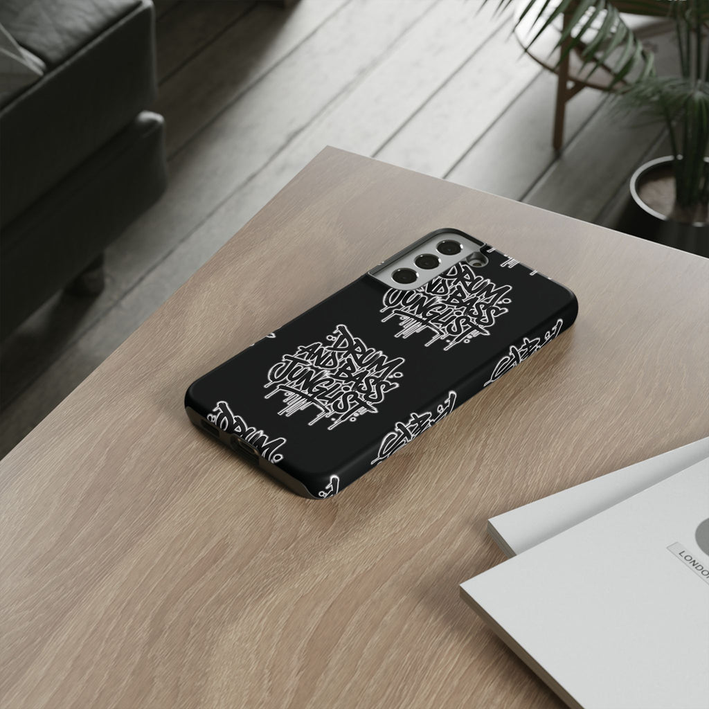 Drum and Bass Junglist Black Graffiti Tough Phone Case | iPhone & Samsung Protective Case