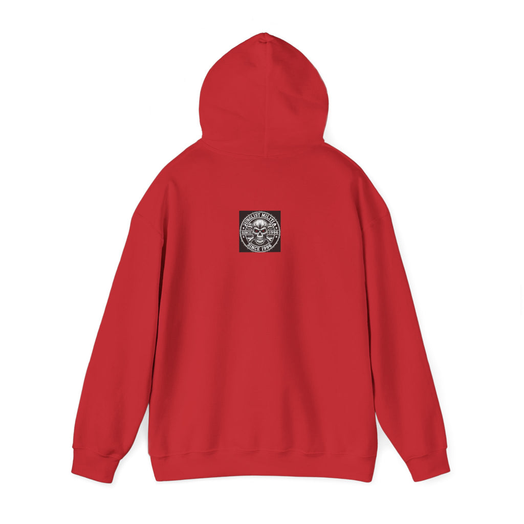 3rd and 4th Gen. Blood Red Skull Logo-Unisex Heavy Blend™ Hooded Sweatshirt- Junglist Militia Since 1996