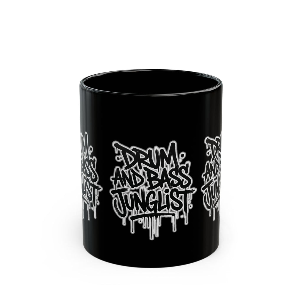 Drum and Bass Junglist Black Coffee Mug – Graffiti Logo | 11oz & 15oz | NeuroDemonic® Official Merchandise