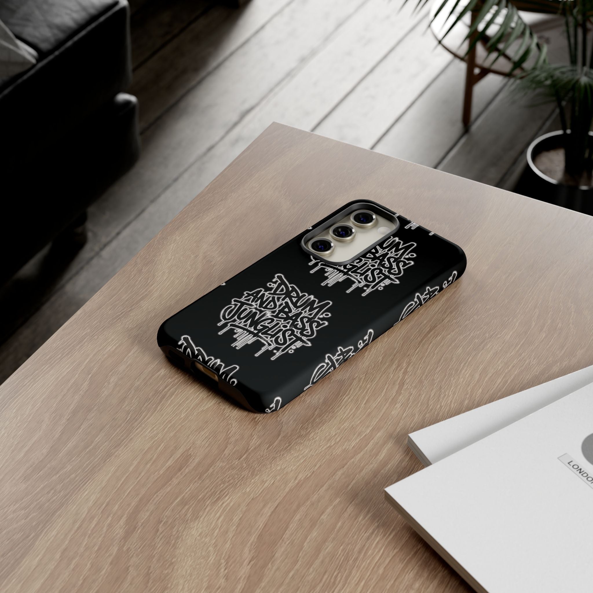 Drum and Bass Junglist Black Graffiti Tough Phone Case | iPhone & Samsung Protective Case