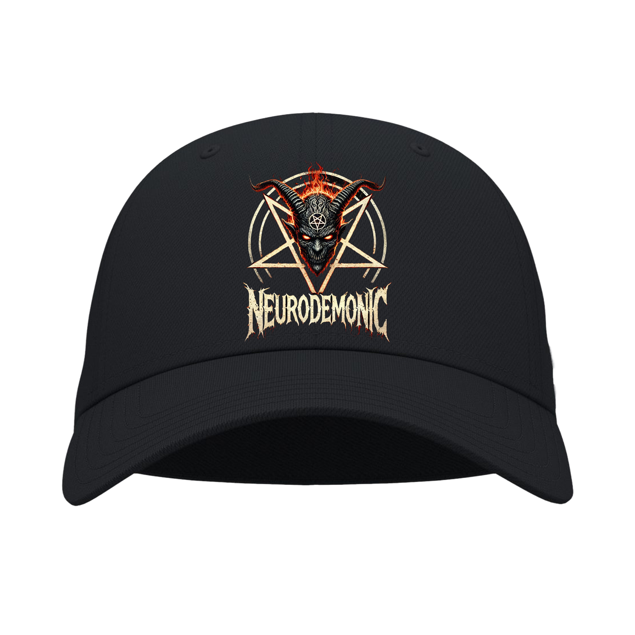 NeuroDemonic Infernal Baphomet Under Armour® Fitted Hat – Premium Heavy Metal Streetwear Edition