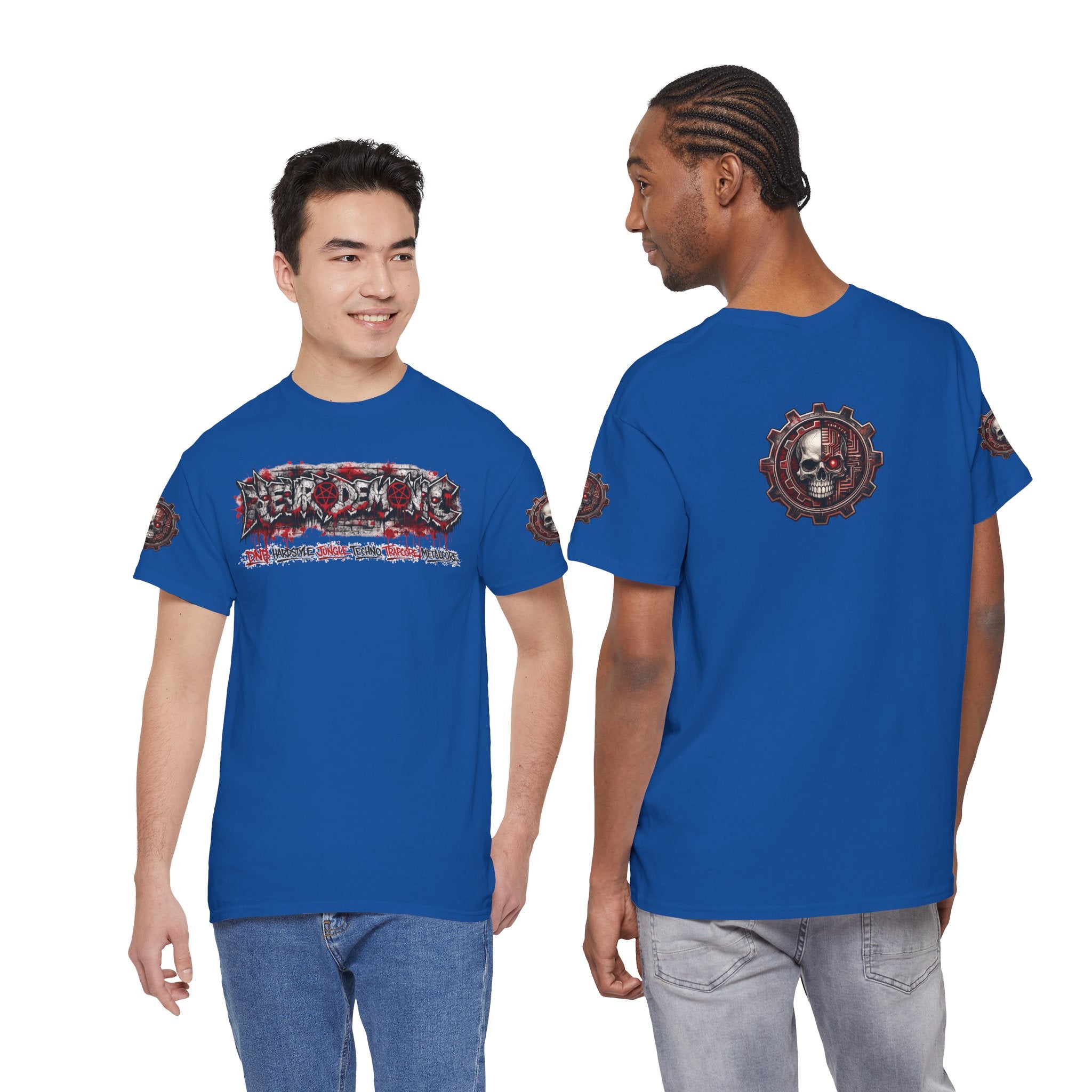 NEURODEMONIC™ Graffiti Skull Pentagram T Shirt | DNB Hardstyle Jungle Techno Trapcore Metalcore Streetwear |Skull Tee — Gildan Graphic Shirt