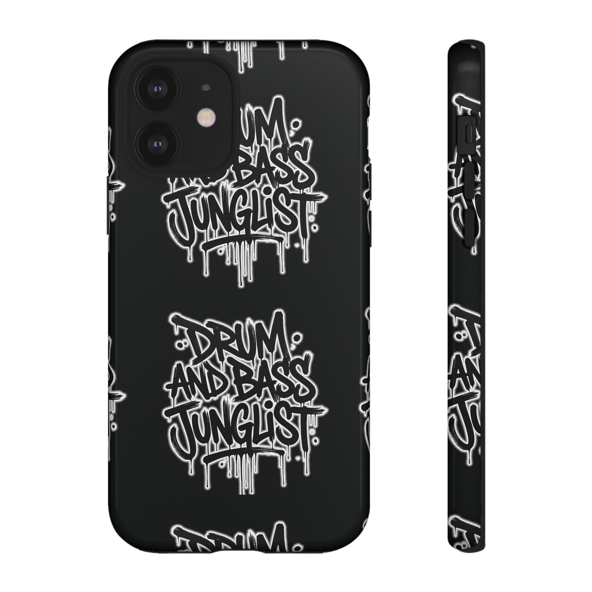 Drum and Bass Junglist Black Graffiti Tough Phone Case | iPhone & Samsung Protective Case