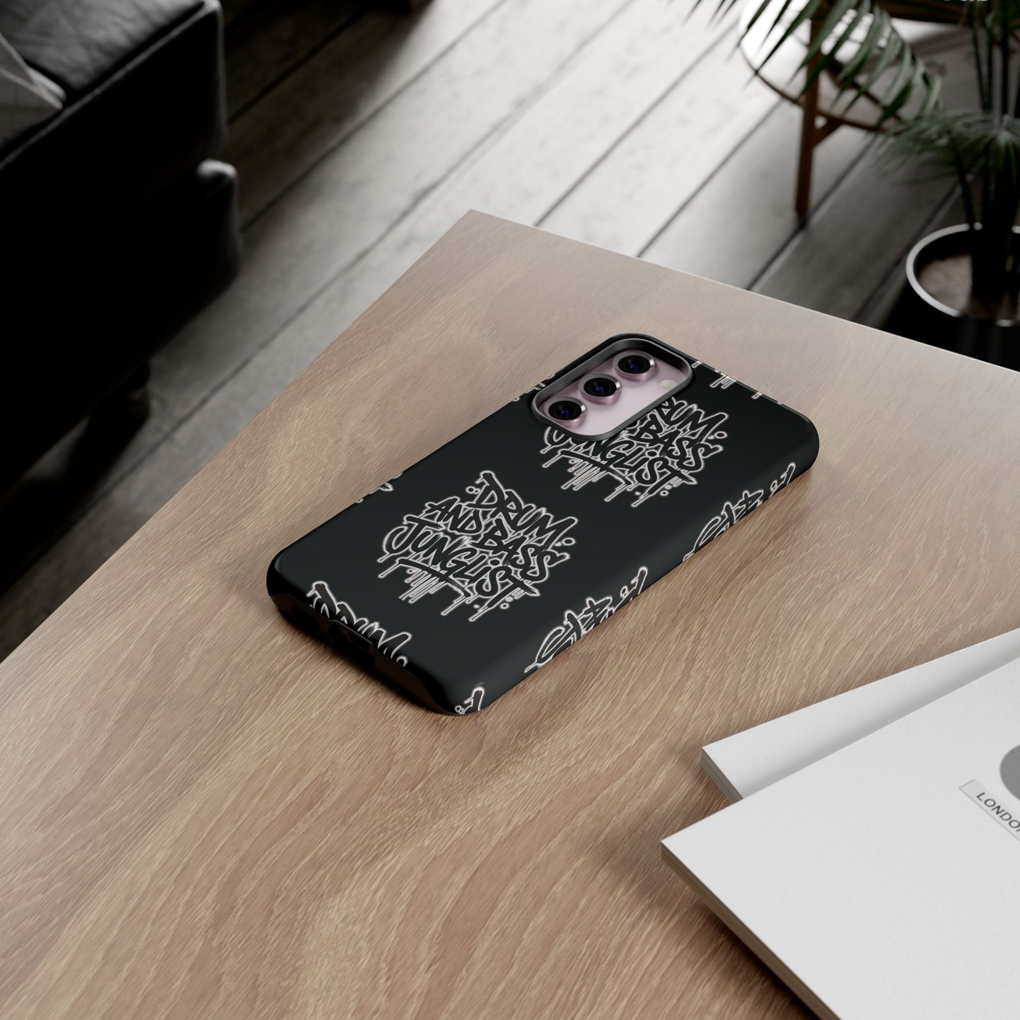 Drum and Bass Junglist Black Graffiti Tough Phone Case | iPhone & Samsung Protective Case