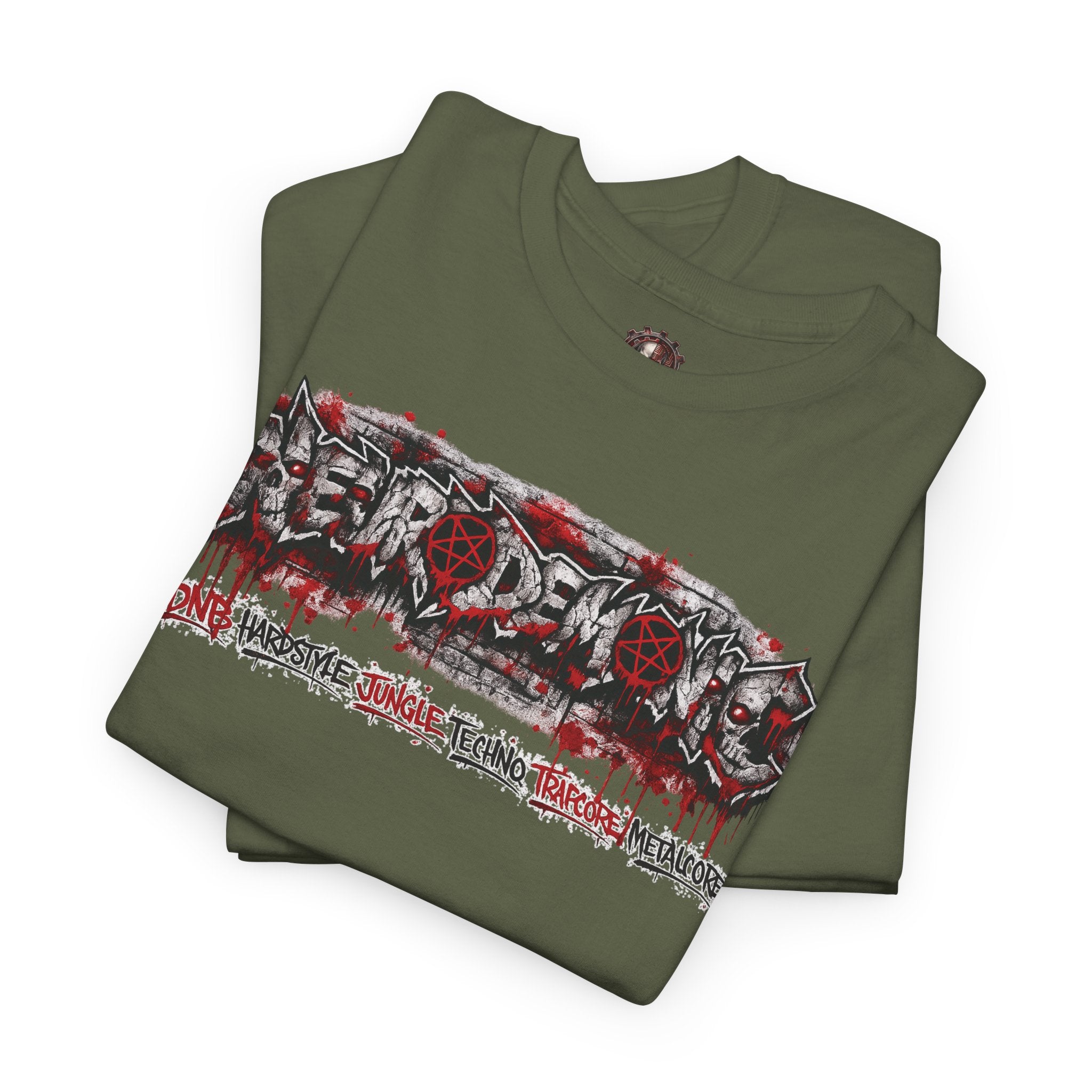 NEURODEMONIC™ Graffiti Skull Pentagram T Shirt | DNB Hardstyle Jungle Techno Trapcore Metalcore Streetwear |Skull Tee — Gildan Graphic Shirt