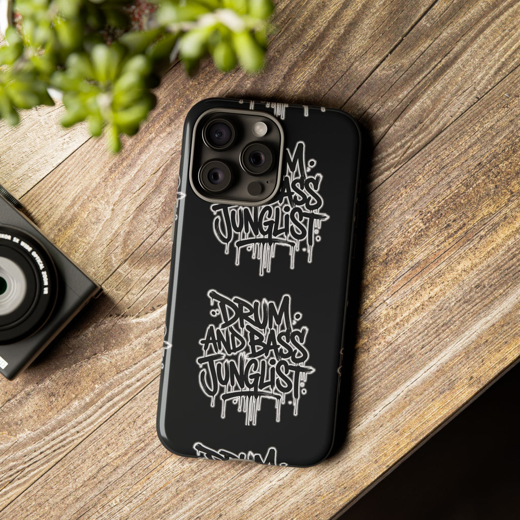Drum and Bass Junglist Black Graffiti Tough Phone Case | iPhone & Samsung Protective Case