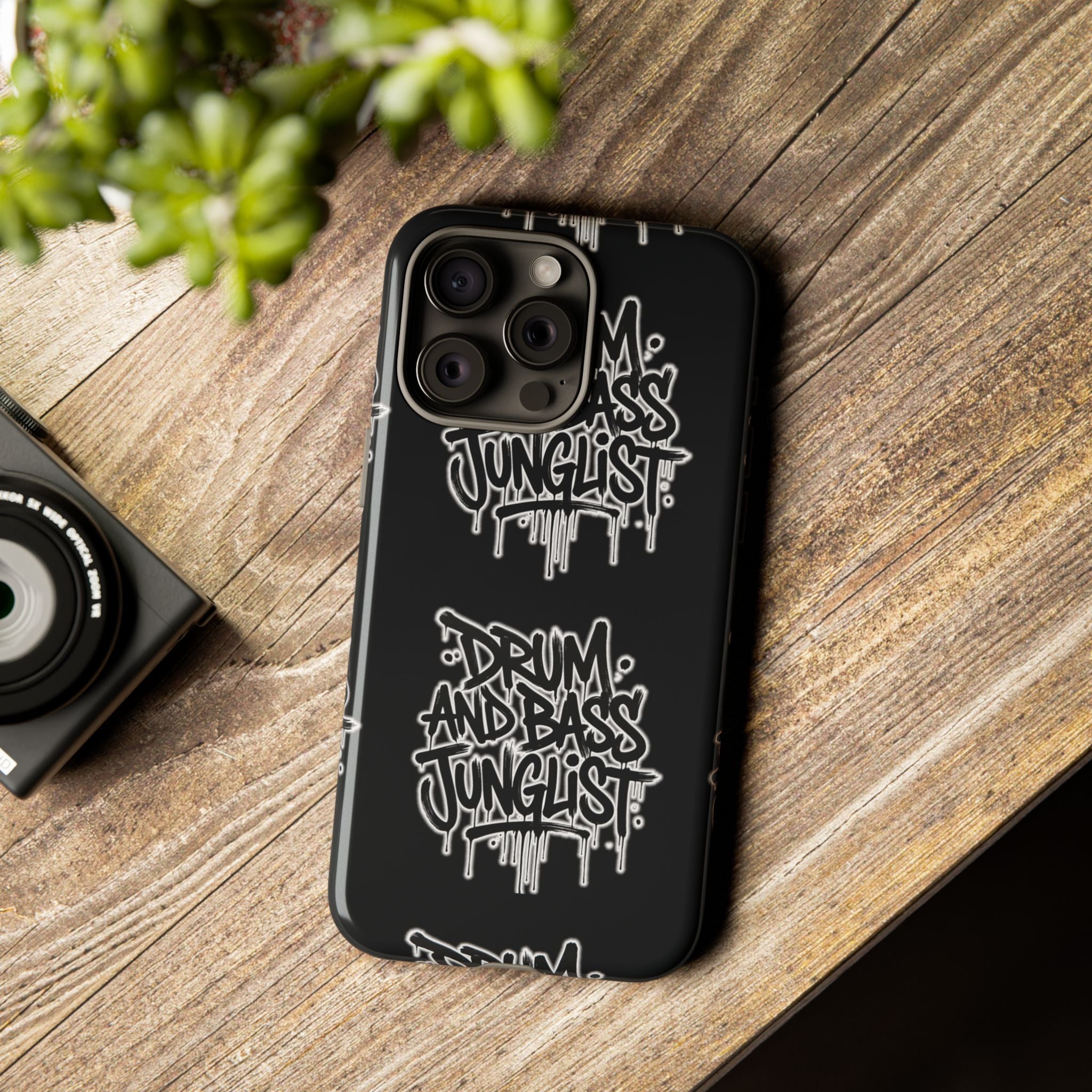 Drum and Bass Junglist Black Graffiti Tough Phone Case | iPhone & Samsung Protective Case